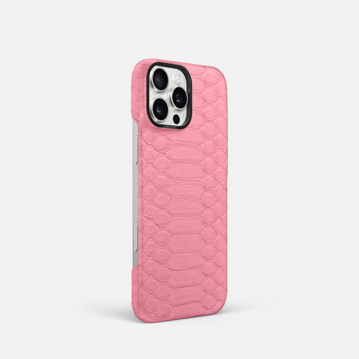 Pink iPhone 16 Pro Classic Case Python with Black Metal -2 | Pink-Black
