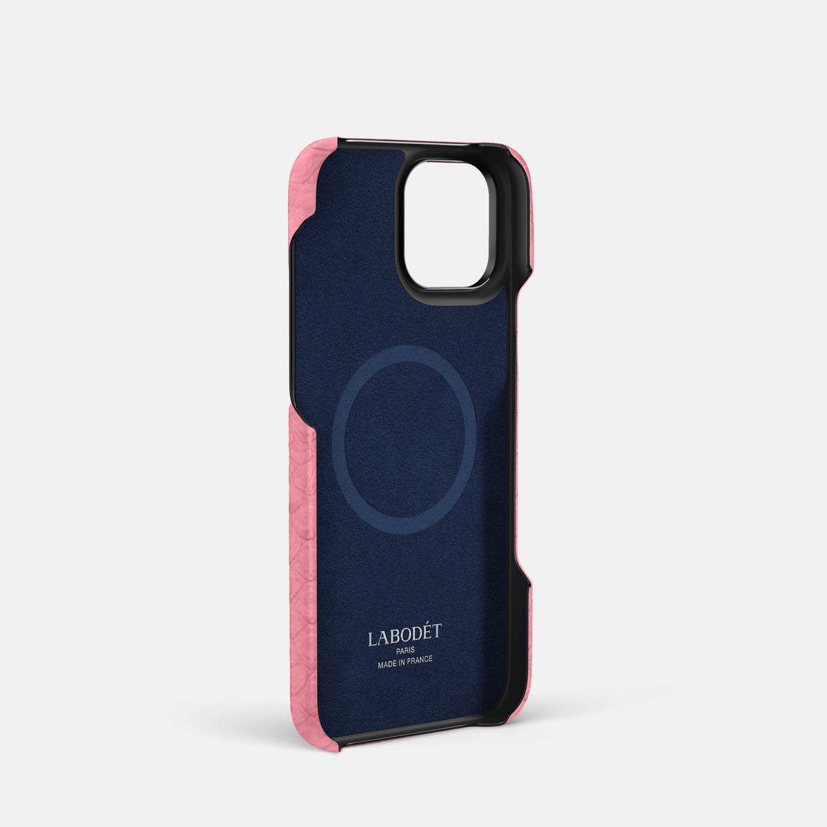 Pink iPhone 16 Pro Classic Case Python with Black Metal -4 | Pink-Black