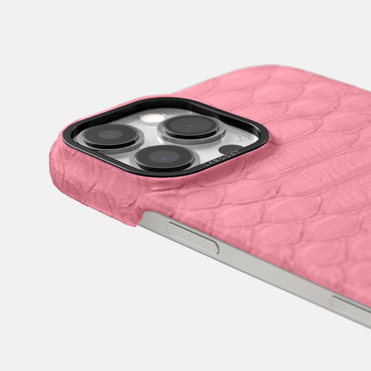 Pink iPhone 16 Pro Classic Case Python with Black Metal -6 | Pink-Black