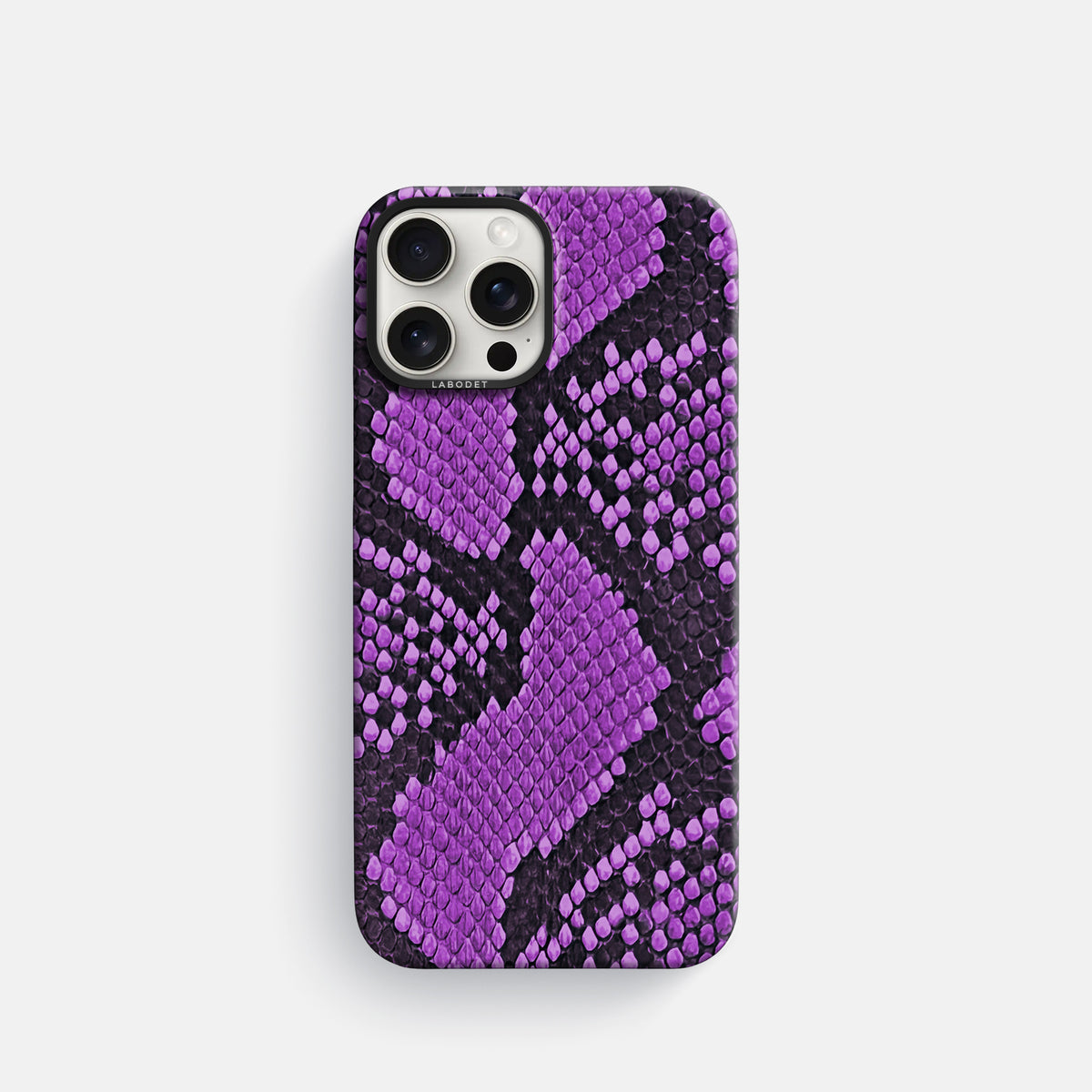Purple iPhone 16 Pro Classic Case In Python with Black Metal -1 | Purple-Black