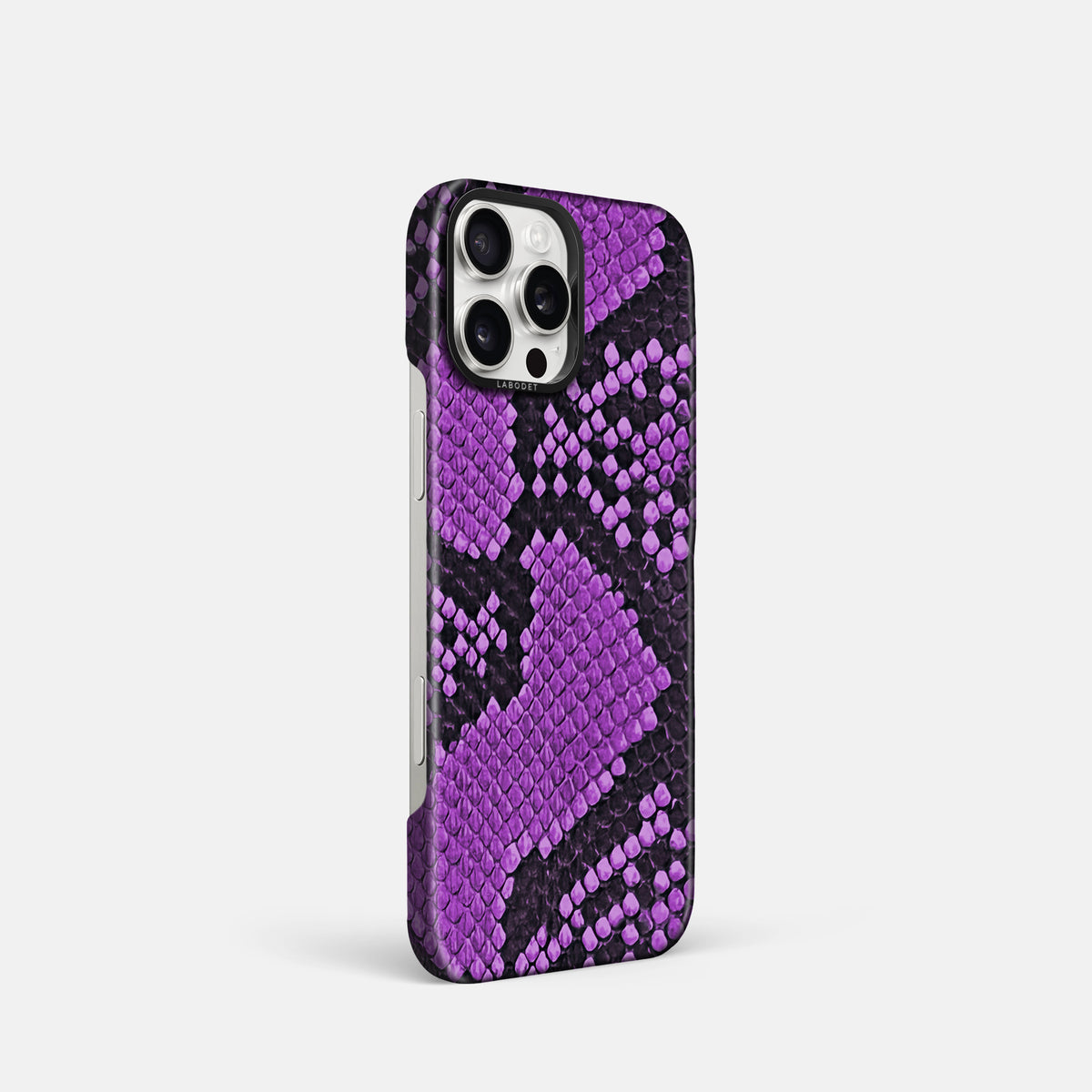 Purple iPhone 16 Pro Classic Case In Python with Black Metal -2 | Purple-Black
