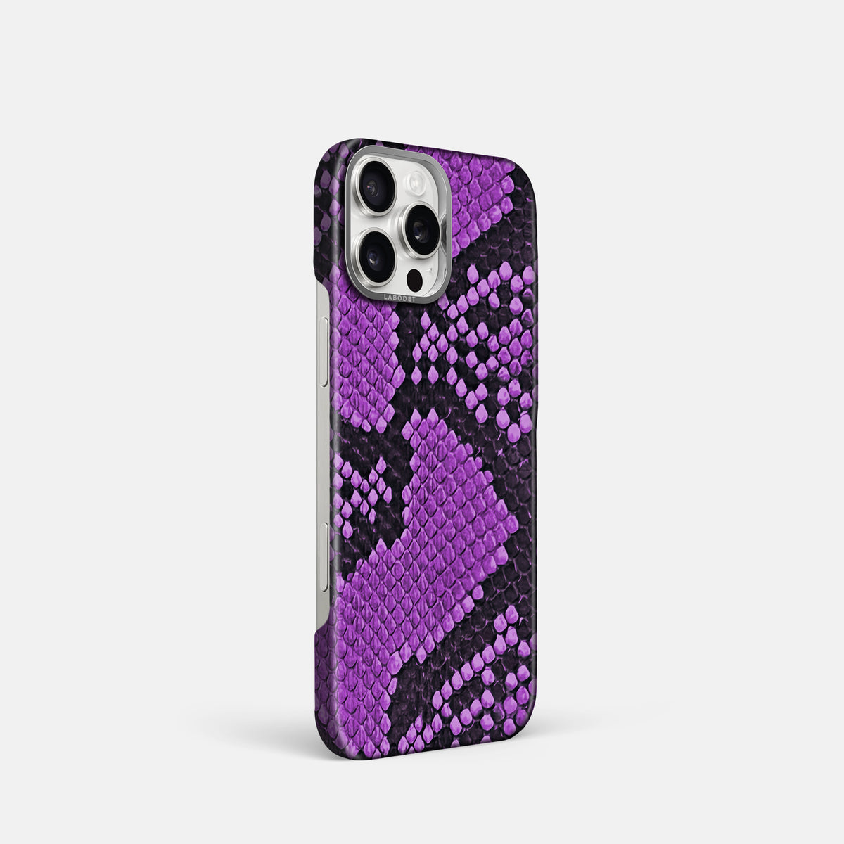 Purple iPhone 16 Pro Classic Case In Python with Steel Metal -2 | Purple-Steel