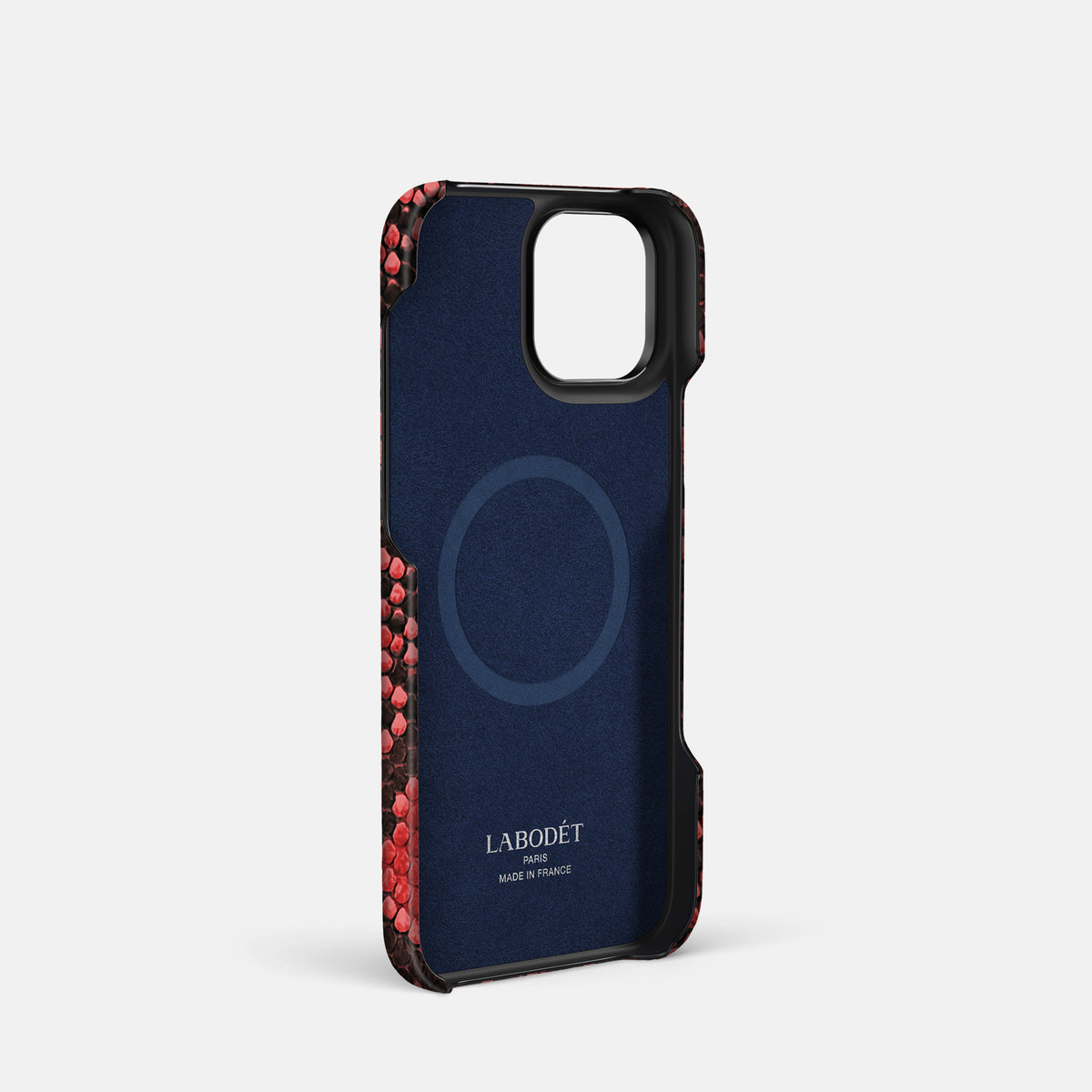 Red iPhone 16 Pro Classic Case In Python with Black Metal -4 | Red-Black