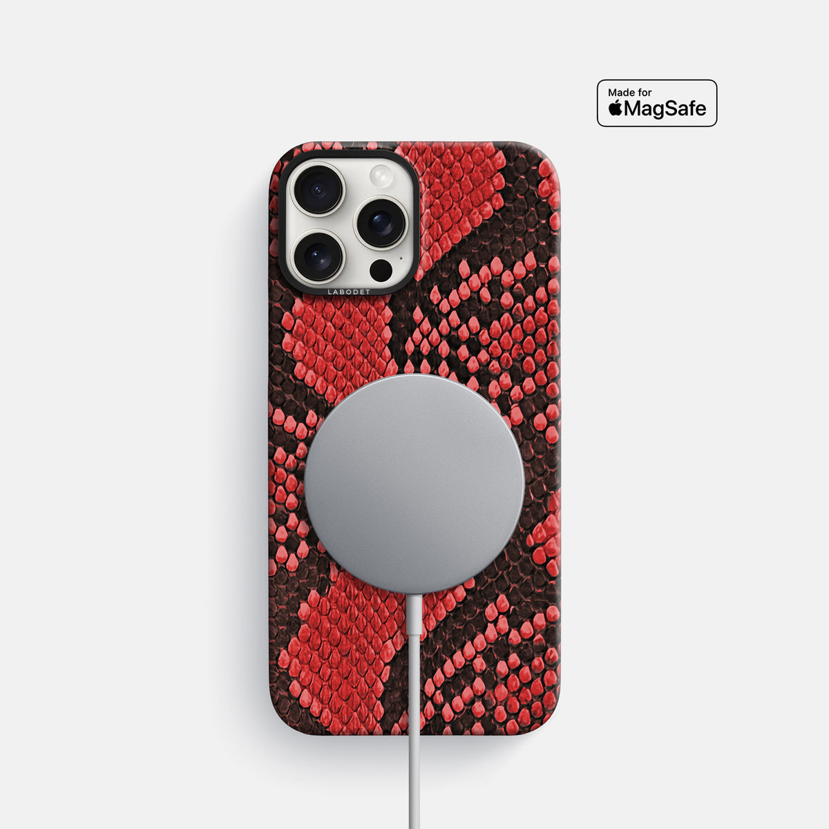 Red iPhone 16 Pro Classic Case In Python with Black Metal -5 | Red-Black