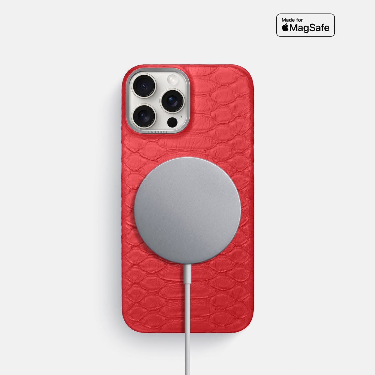 Red iPhone 16 Pro Classic Case Python with Steel Metal -5 | Red-Steel