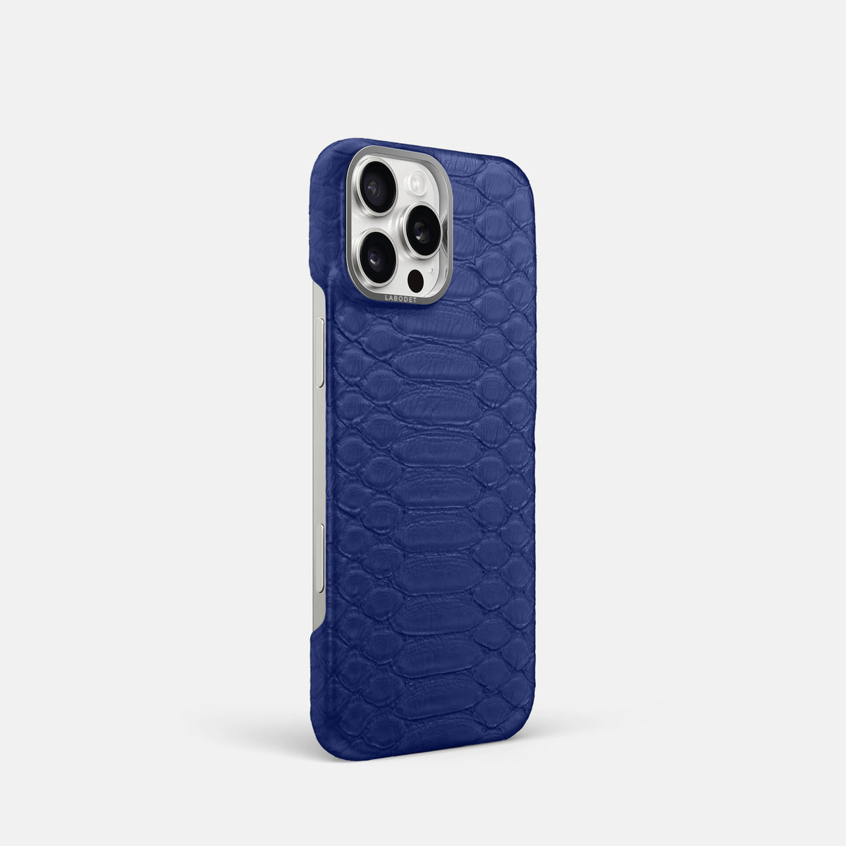 Royal Blue iPhone 16 Pro Classic Case Python with Steel Metal -2 | Royal-Blue-Steel