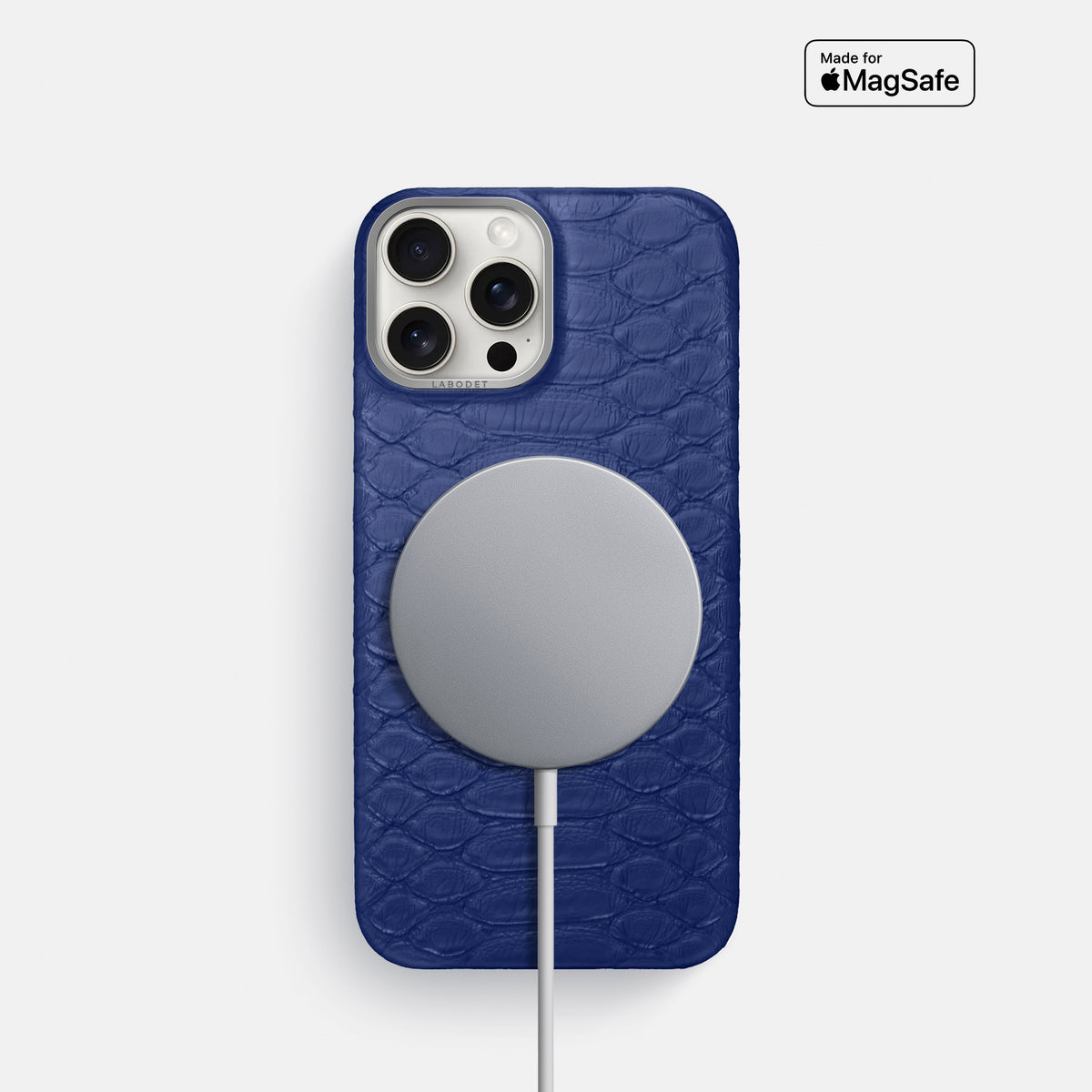Royal Blue iPhone 16 Pro Classic Case Python with Steel Metal -5 | Royal-Blue-Steel