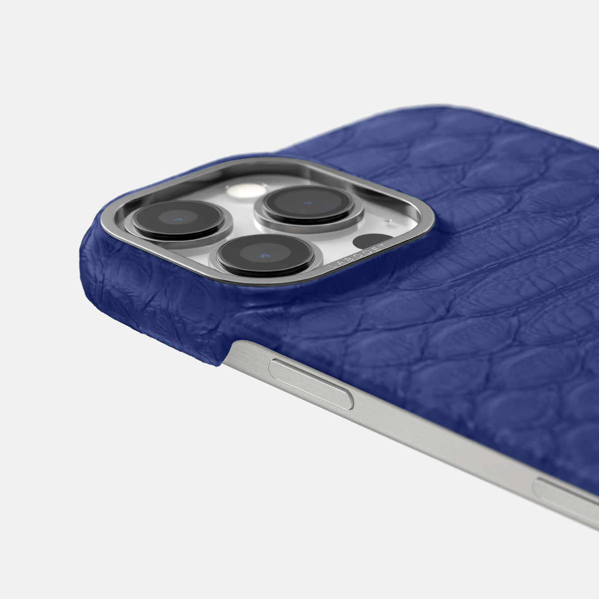 Royal Blue iPhone 16 Pro Classic Case Python with Steel Metal -6 | Royal-Blue-Steel