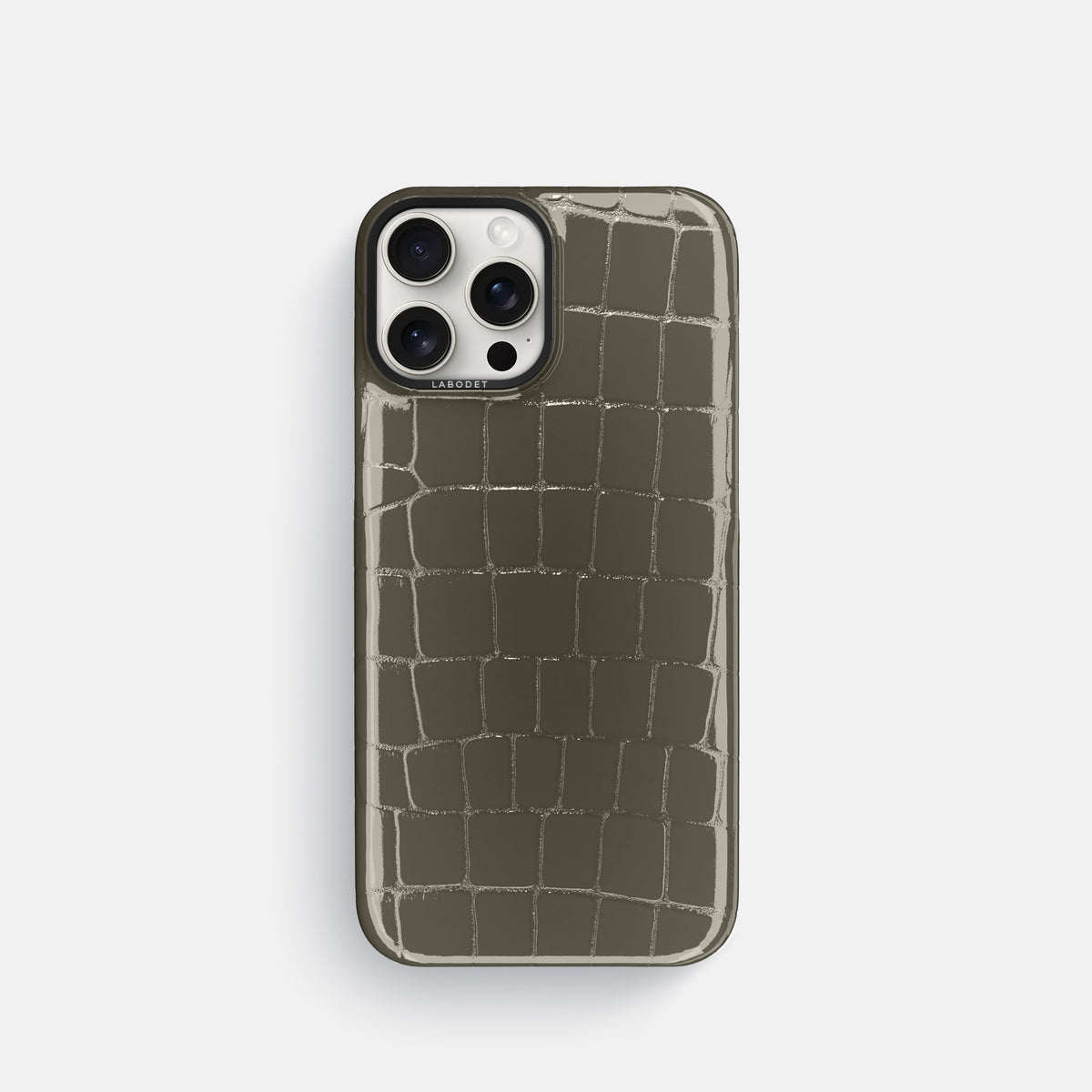 Concrete-Grey Classic Case Shiny Alligator with Black Metal -1 | Concrete-Grey-Black