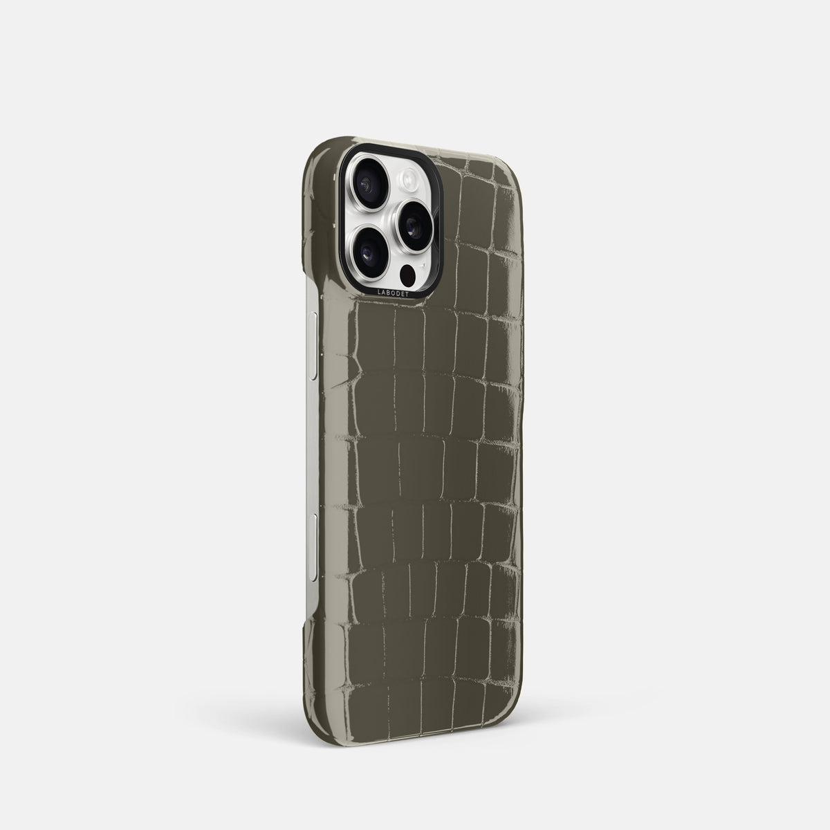 Concrete-Grey Classic Case Shiny Alligator with Black Metal -2 | Concrete-Grey-Black