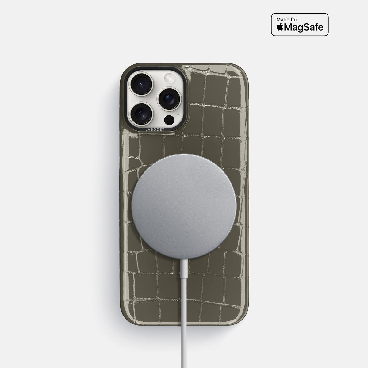 Concrete-Grey Classic Case Shiny Alligator with Black Metal -5 | Concrete-Grey-Black