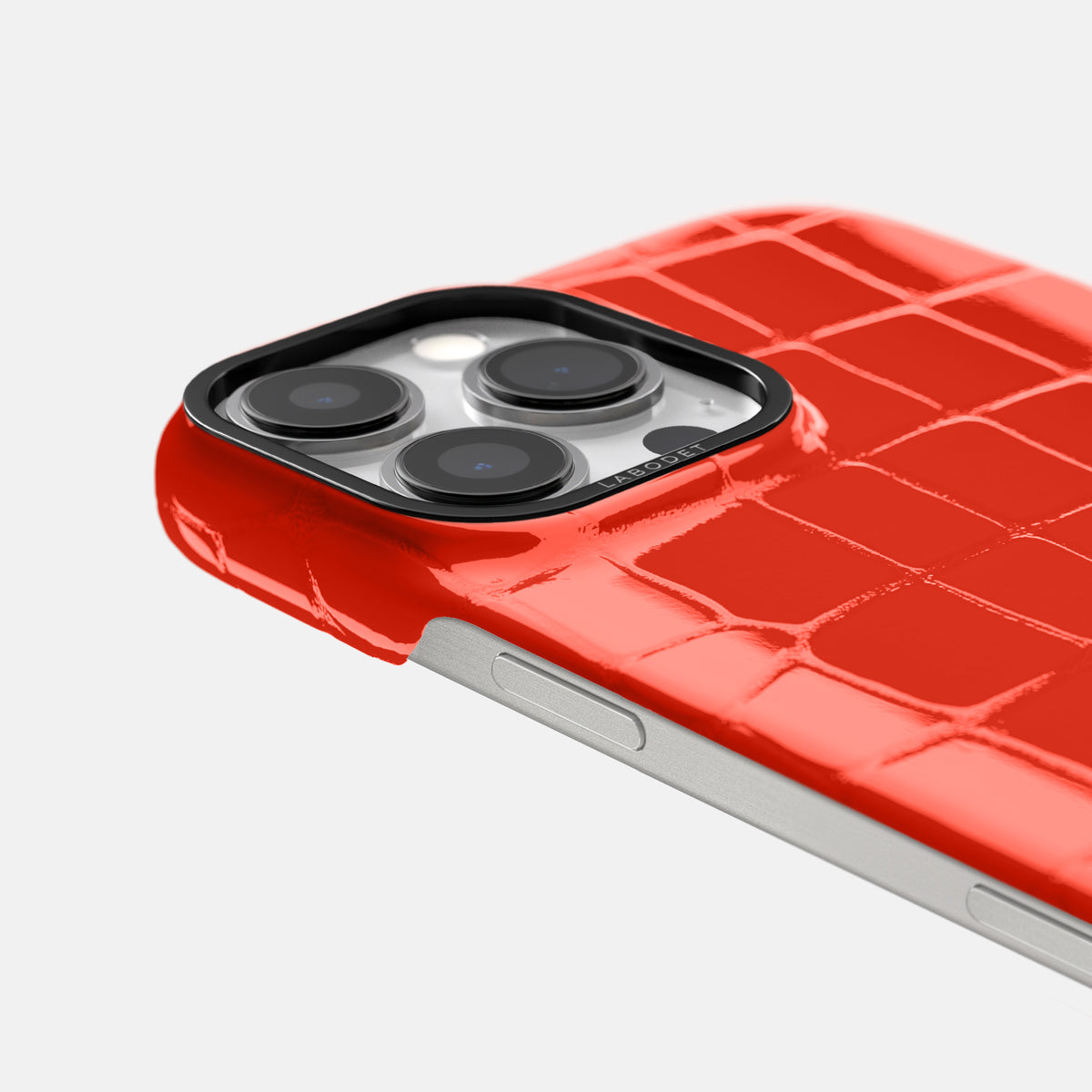 Orange Classic Case Shiny Alligator with Black Metal -6 | Coral-Orange-Black