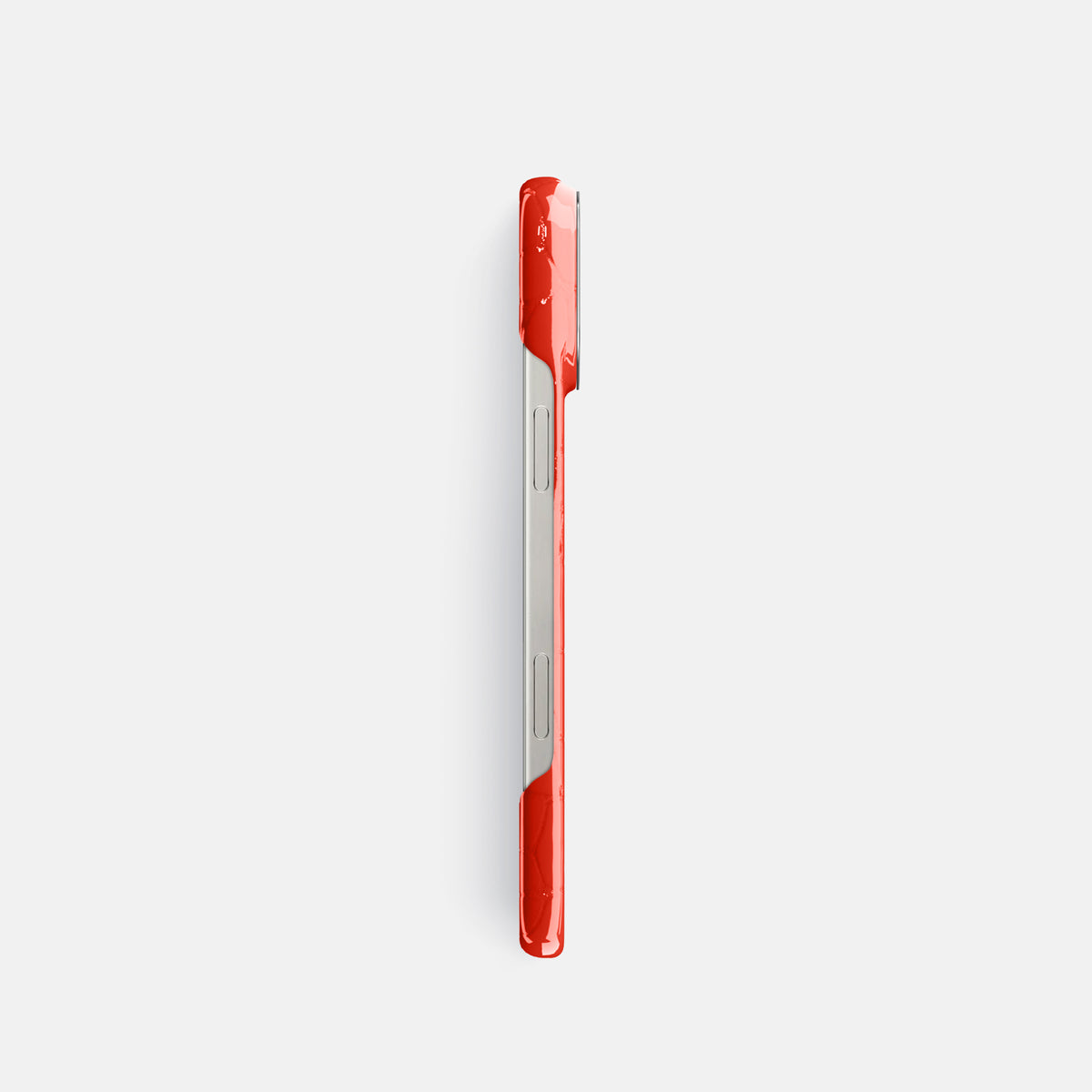 Orange Classic Case Shiny Alligator with Steel Metal -3 | Coral-Orange-Steel