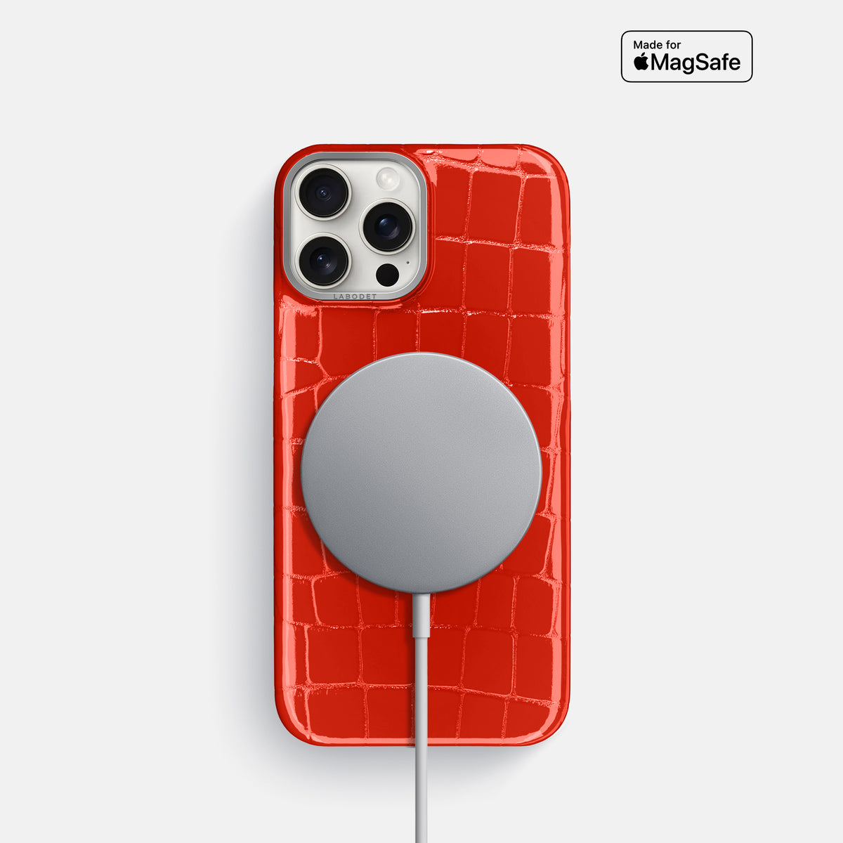 Orange Classic Case Shiny Alligator with Steel Metal -5 | Coral-Orange-Steel