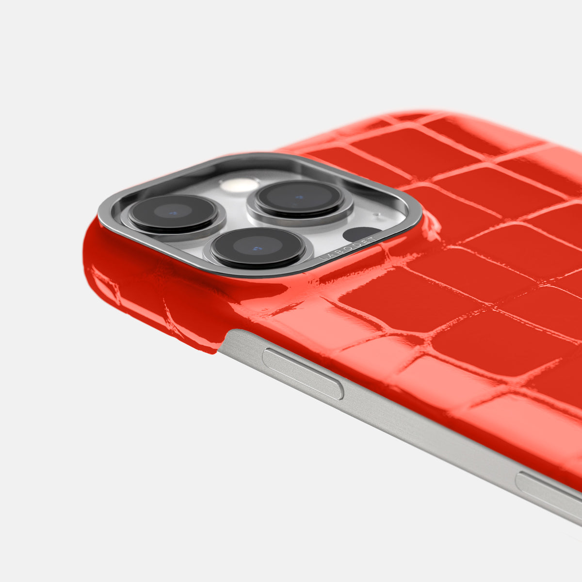 Orange Classic Case Shiny Alligator with Steel Metal -6 | Coral-Orange-Steel