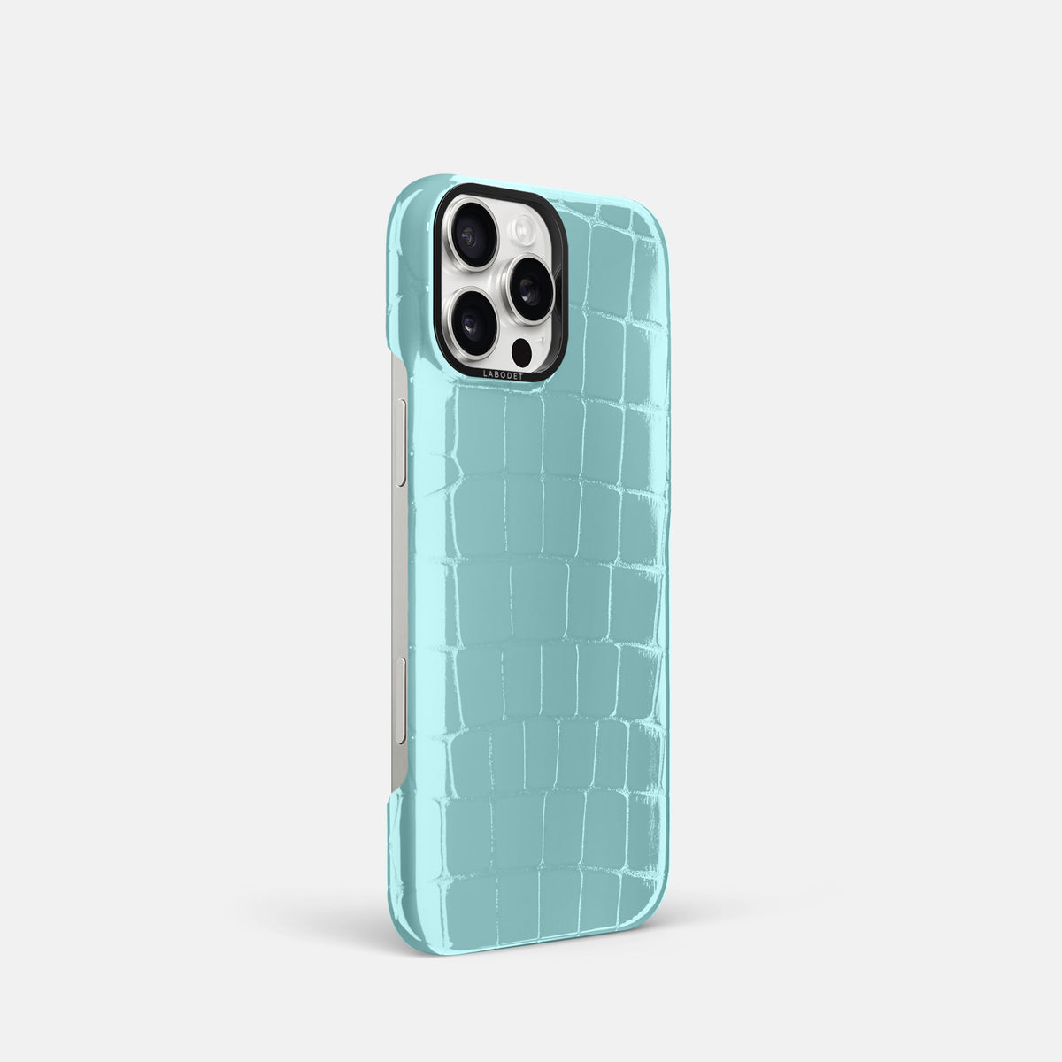 Light Blue Classic Case Shiny Alligator with Black Metal -2 | Light-Blue-Black