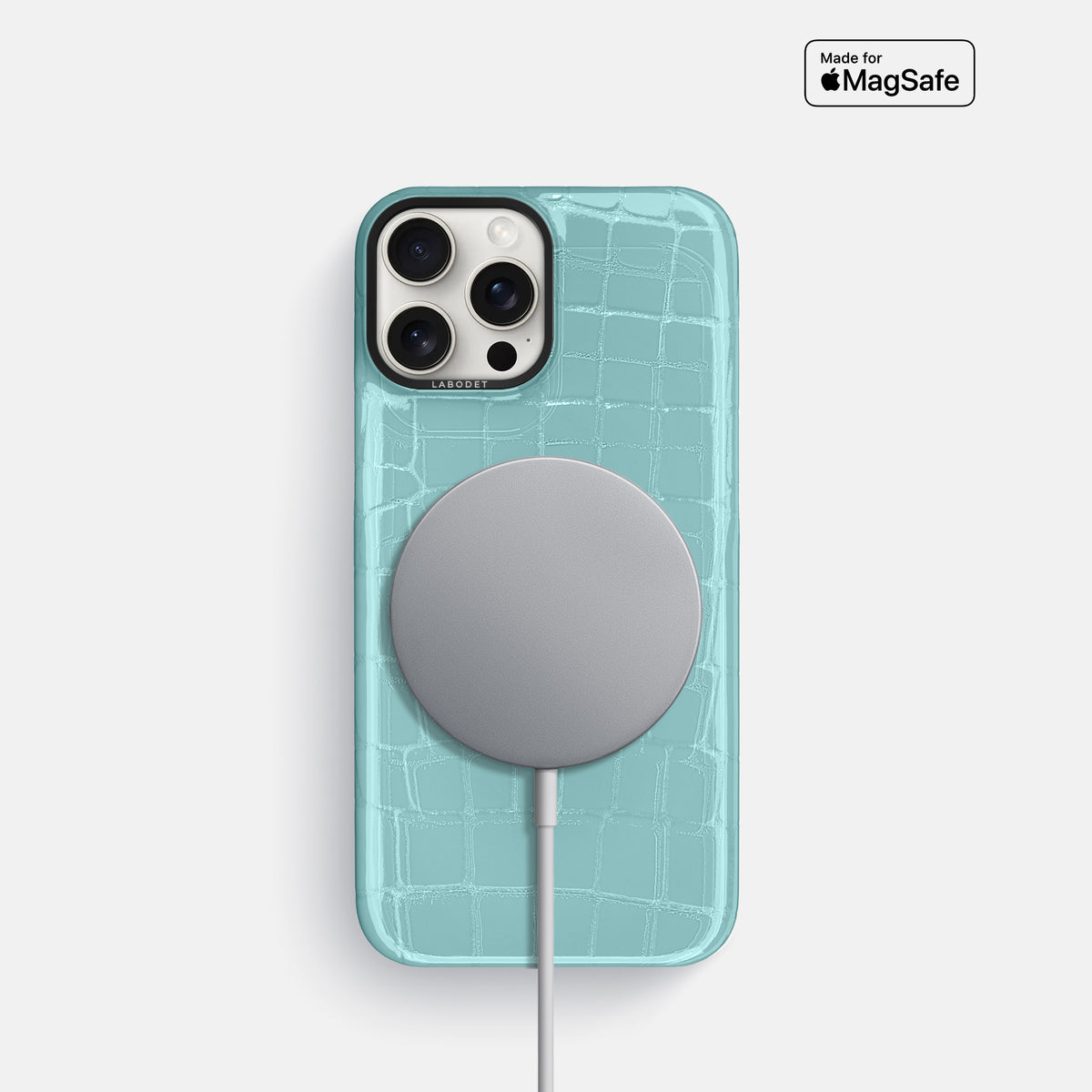 Light Blue Classic Case Shiny Alligator with Black Metal -5 | Light-Blue-Black