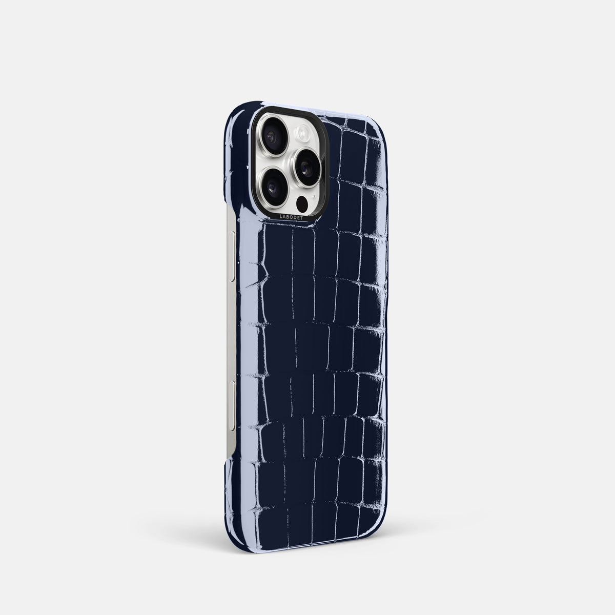 Navy-Blue Classic Case Shiny Alligator with Black Metal -2 | Navy-Blue-Black