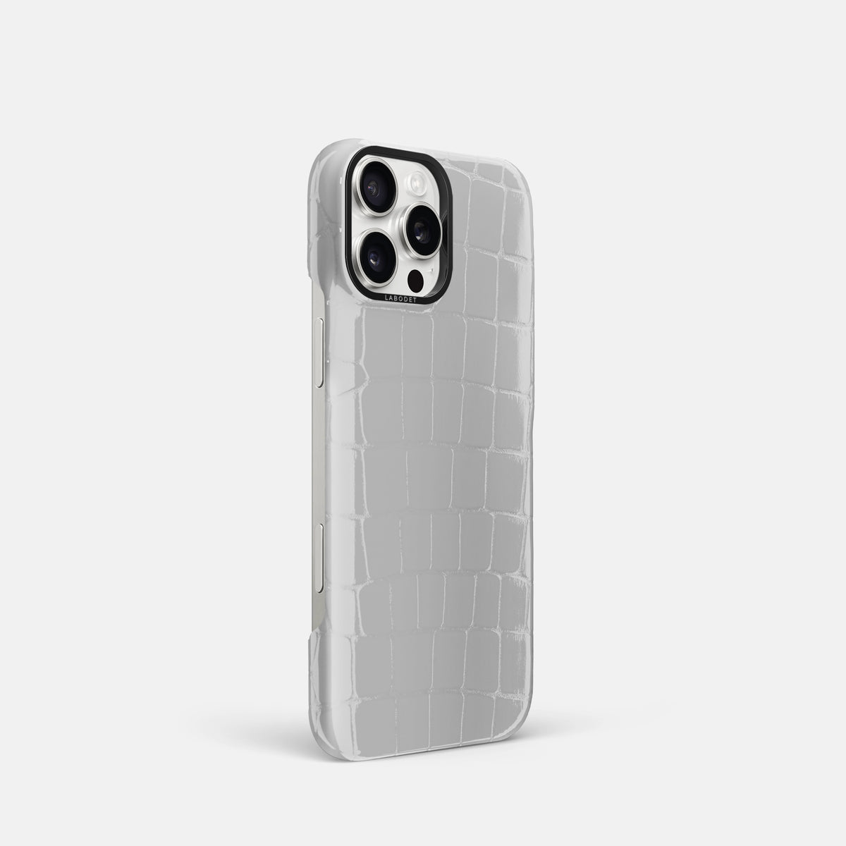 White Classic Case Shiny Alligator with Black Metal -2 | White-Black