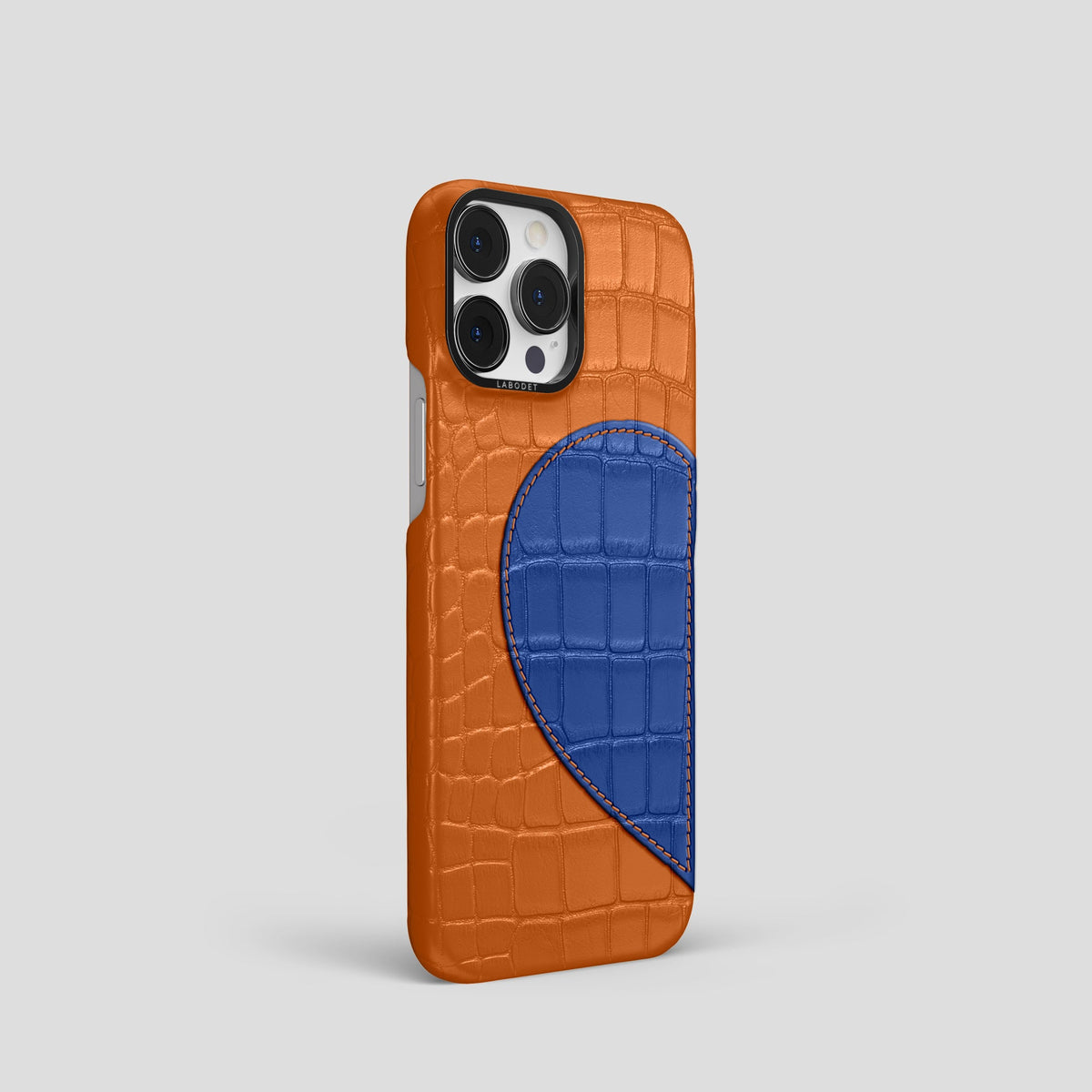 Orange iPhone 15 Pro Hearts Case Alligator with Black Metal -2 | Orange-Black