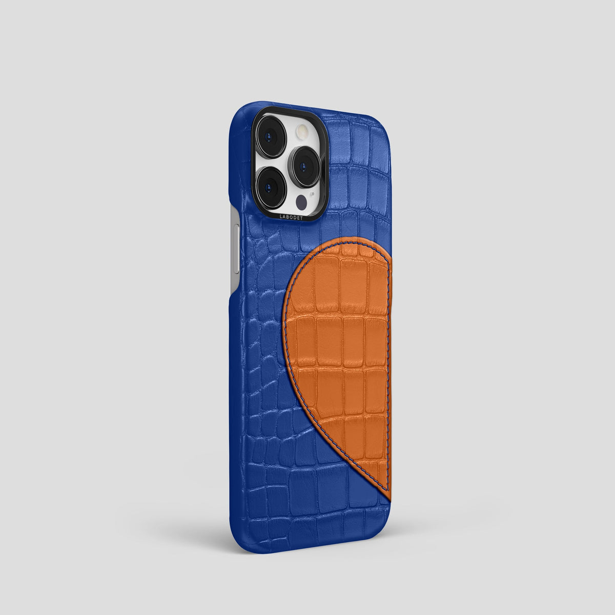 Royal Blue iPhone 15 Pro Hearts Case Alligator with Black Metal -2 | Royal-Blue-Black