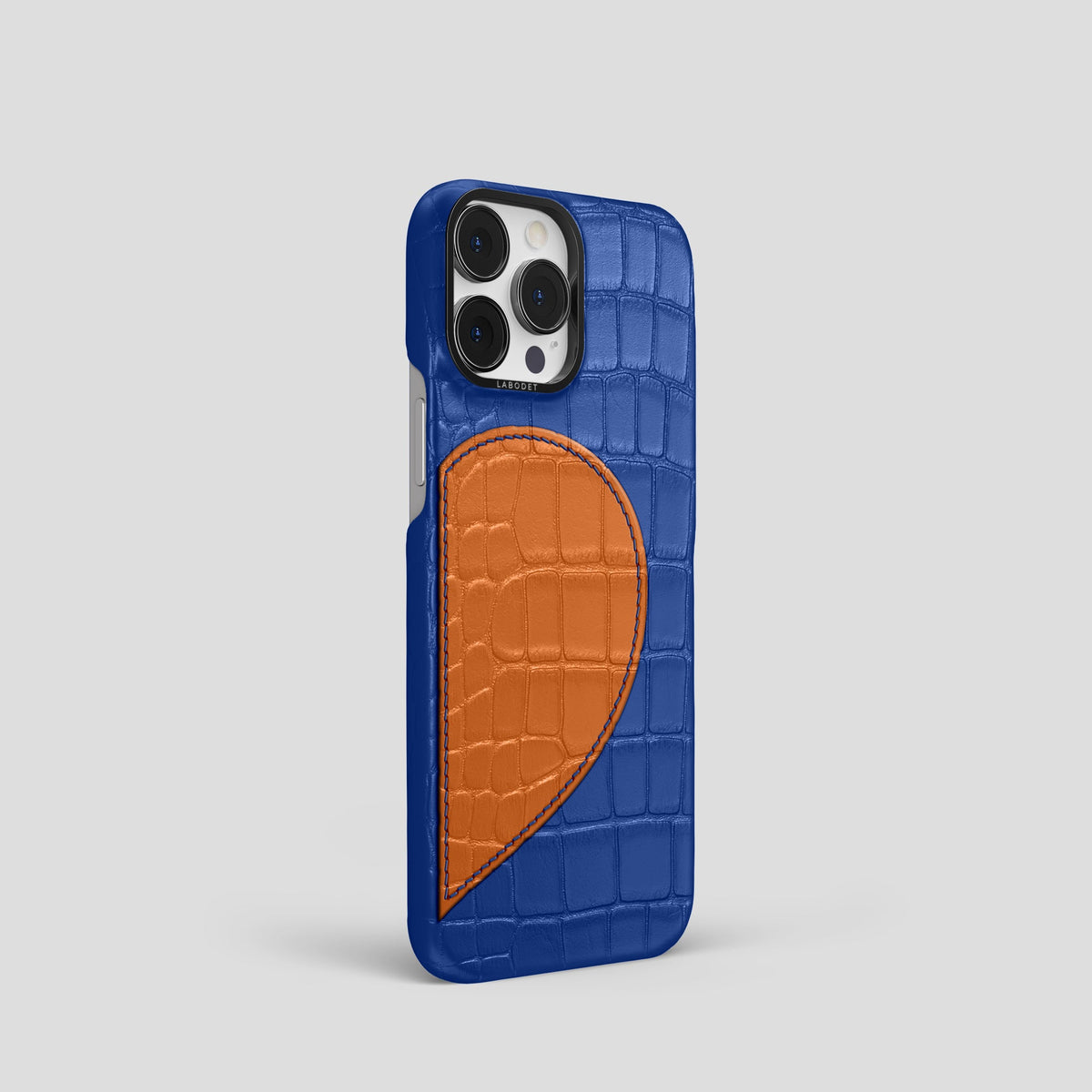Royal Blue iPhone 15 Pro Hearts Case Alligator with Black Metal -2 | Royal-Blue-Black
