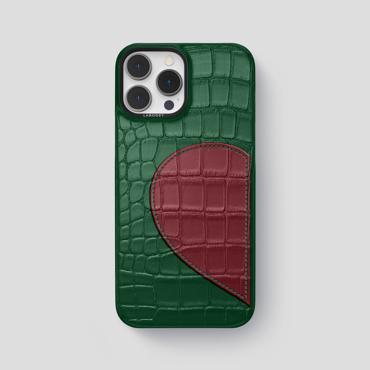 Forest-Green iPhone 15 Pro Max Hearts Case Alligator with Black Metal -1 | Forest-Green-Black