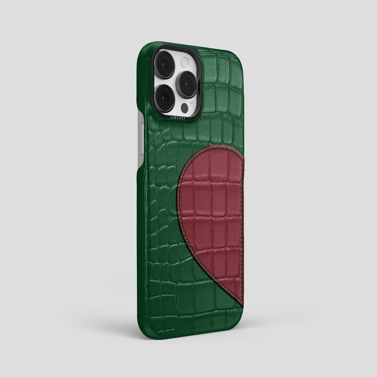 Forest-Green iPhone 15 Pro Max Hearts Case Alligator with Black Metal -2 | Forest-Green-Black