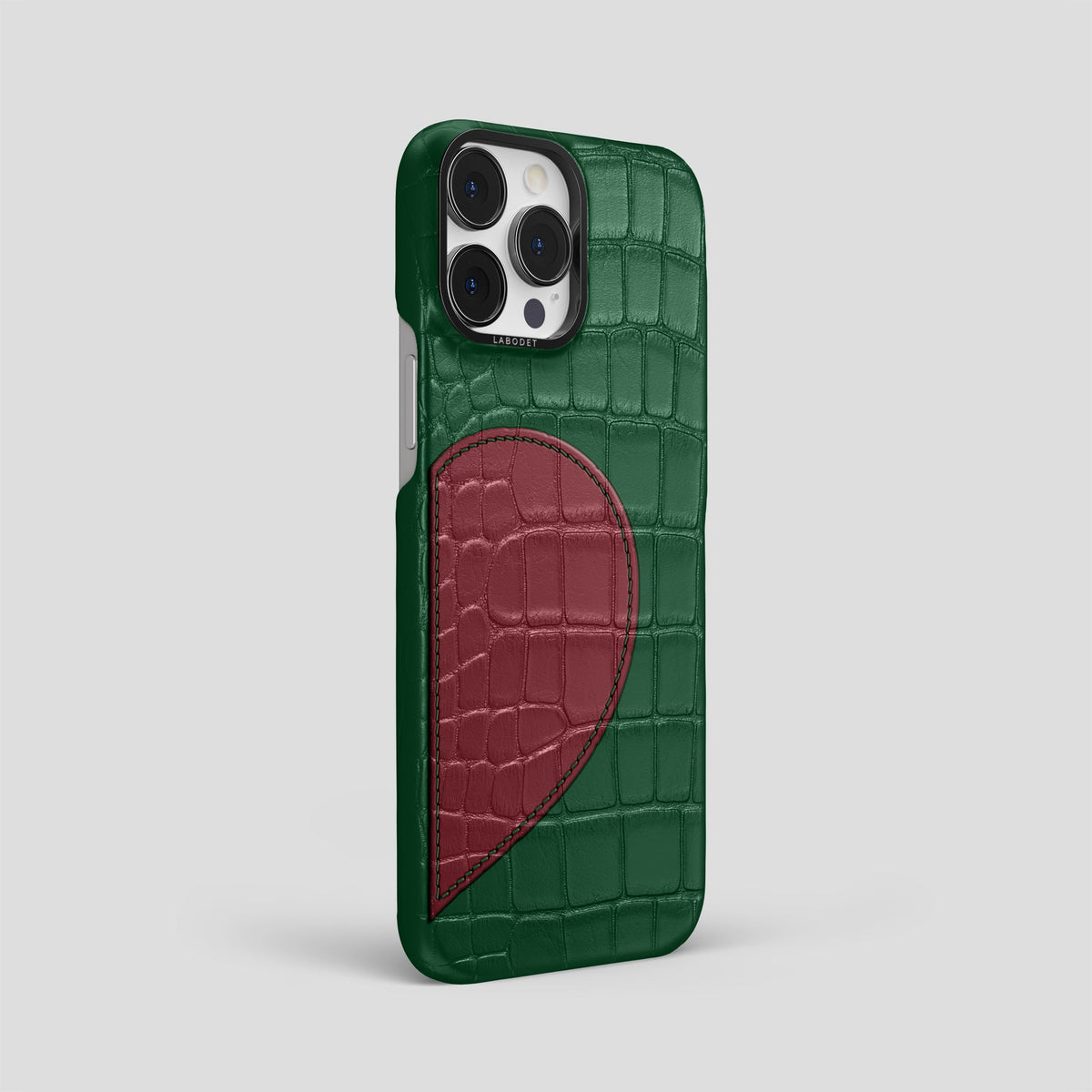 Forest-Green iPhone 15 Pro Max Hearts Case Alligator with Black Metal -2 | Forest-Green-Black