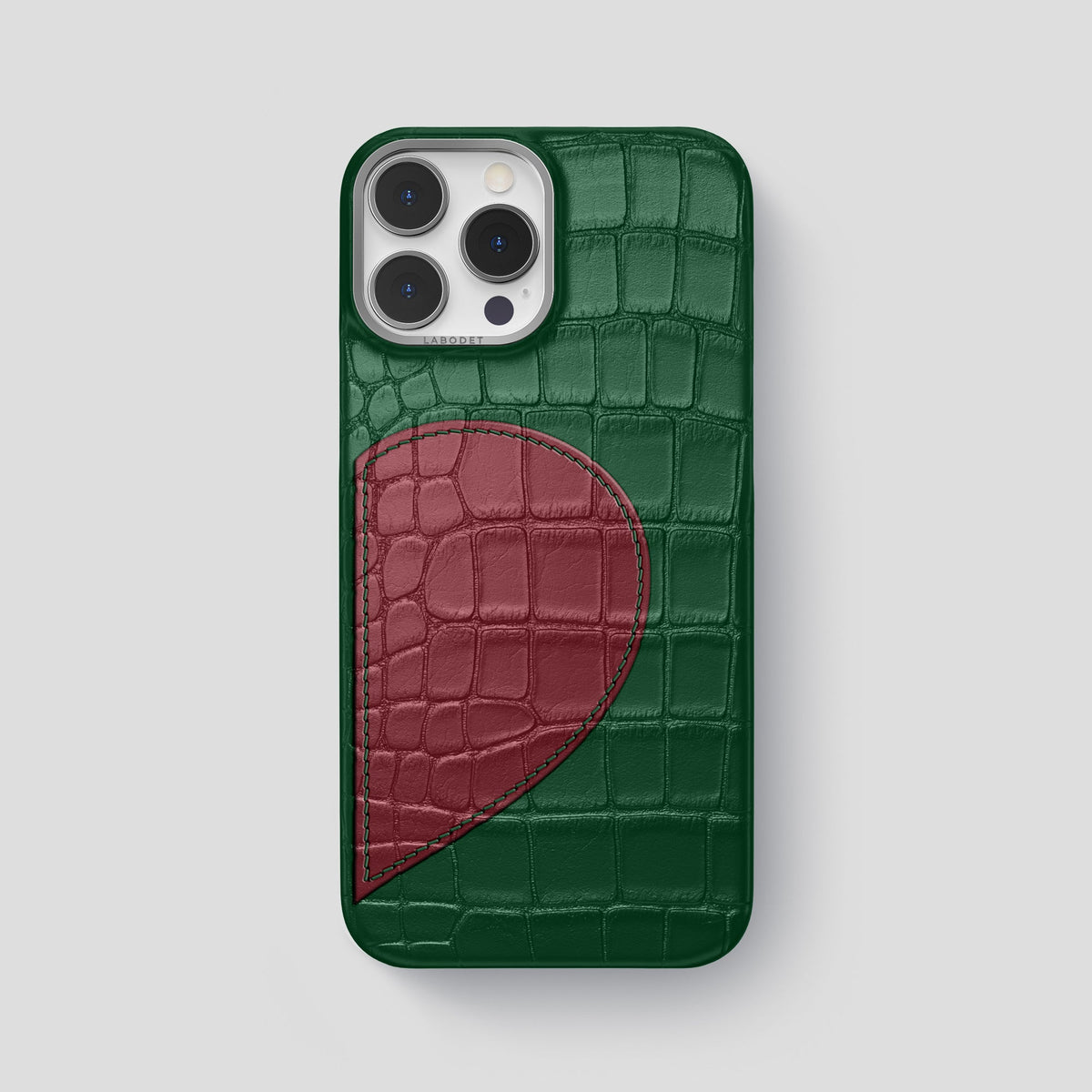 Forest-Green iPhone 15 Pro Max Hearts Case Alligator with Steel Metal -1 | Forest-Green-Steel