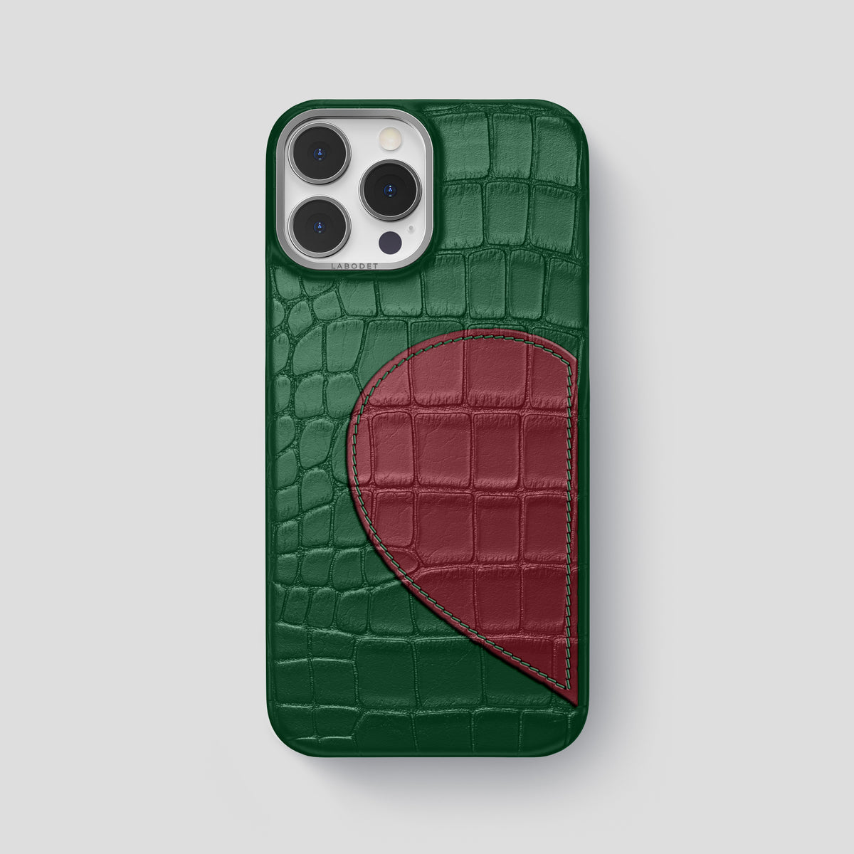 Forest-Green iPhone 15 Pro Max Hearts Case Alligator with Steel Metal -1 | Forest-Green-Steel