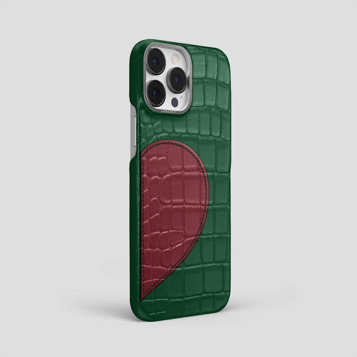 Forest-Green iPhone 15 Pro Max Hearts Case Alligator with Steel Metal -2 | Forest-Green-Steel