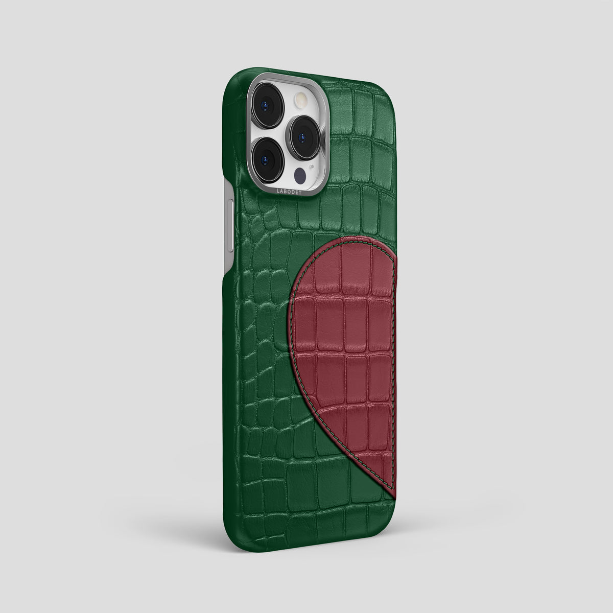Forest-Green iPhone 15 Pro Max Hearts Case Alligator with Steel Metal -2 | Forest-Green-Steel