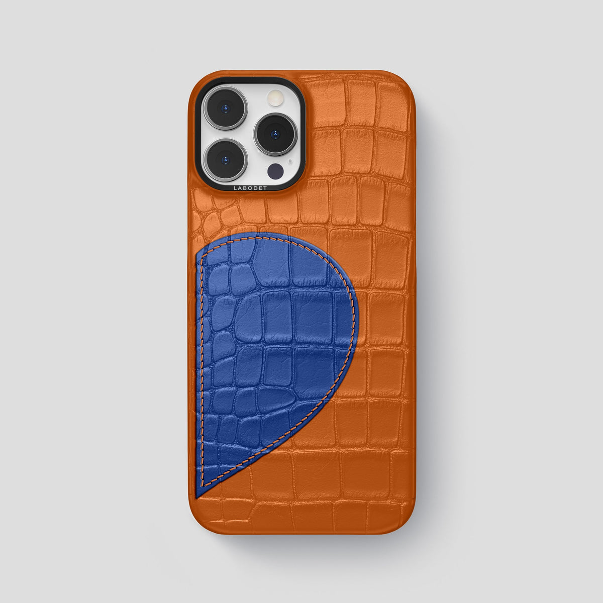 Orange iPhone 15 Pro Max Hearts Case Alligator with Black Metal -1 | Orange-Black