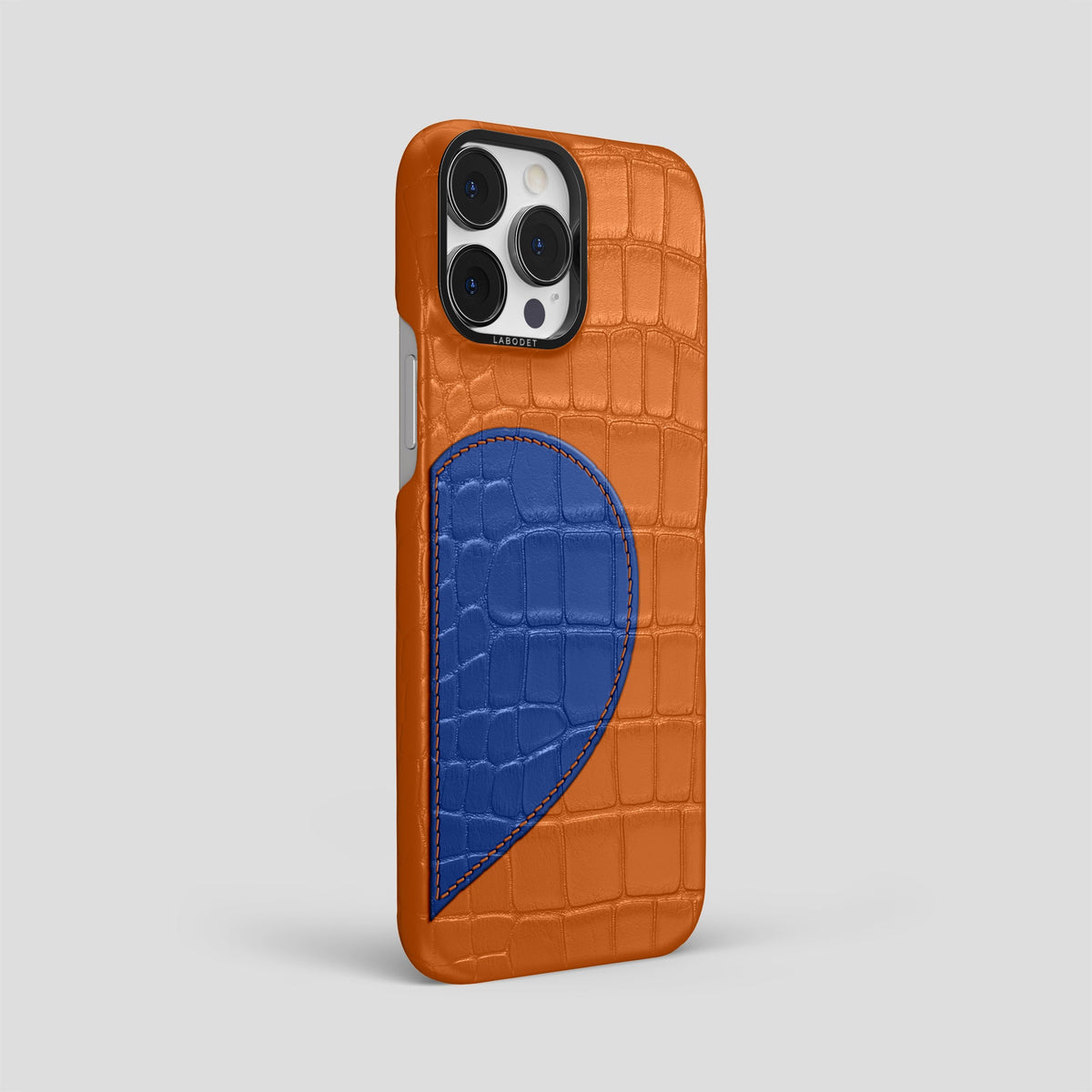 Orange iPhone 15 Pro Max Hearts Case Alligator with Black Metal -2 | Orange-Black
