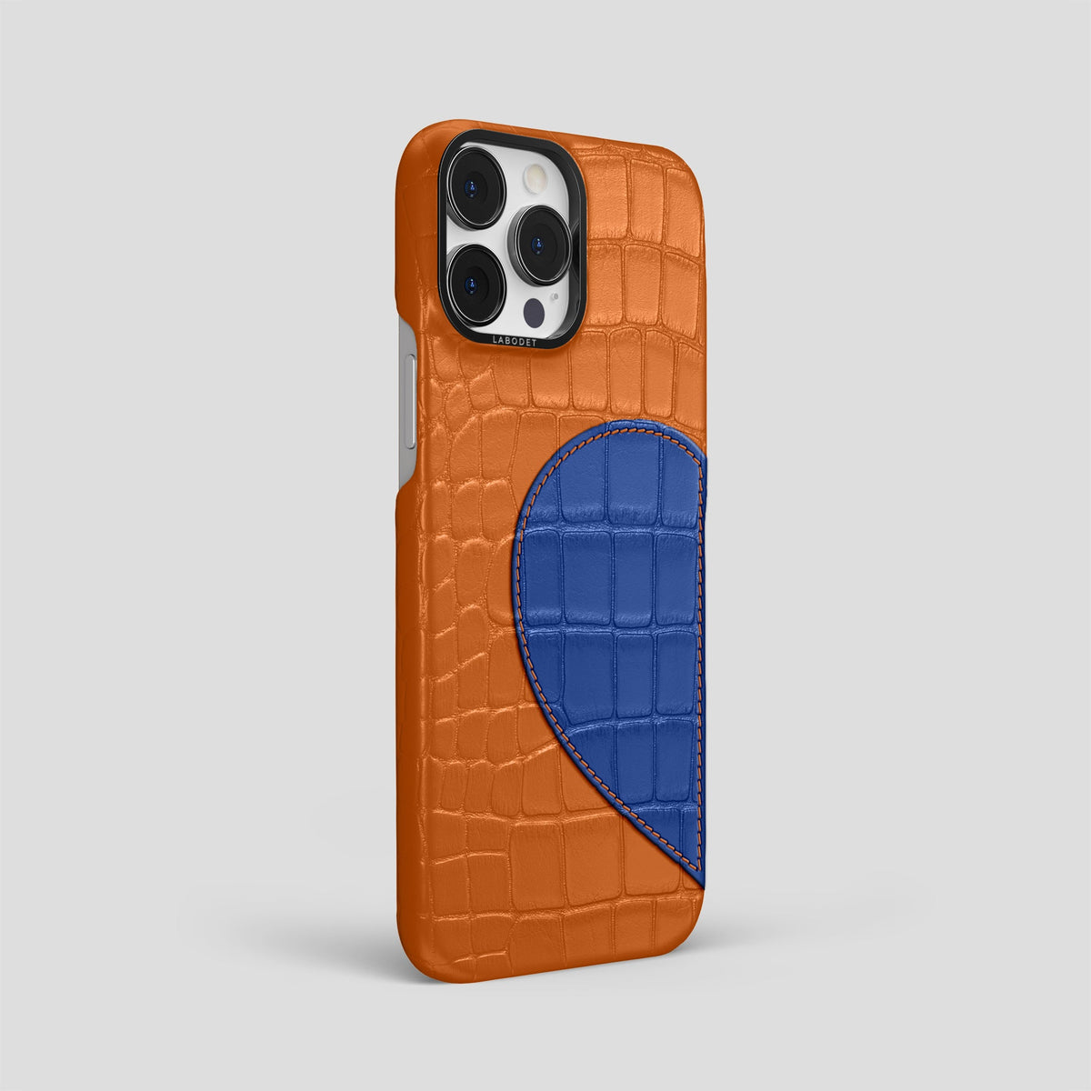 Orange iPhone 15 Pro Max Hearts Case Alligator with Black Metal -2 | Orange-Black