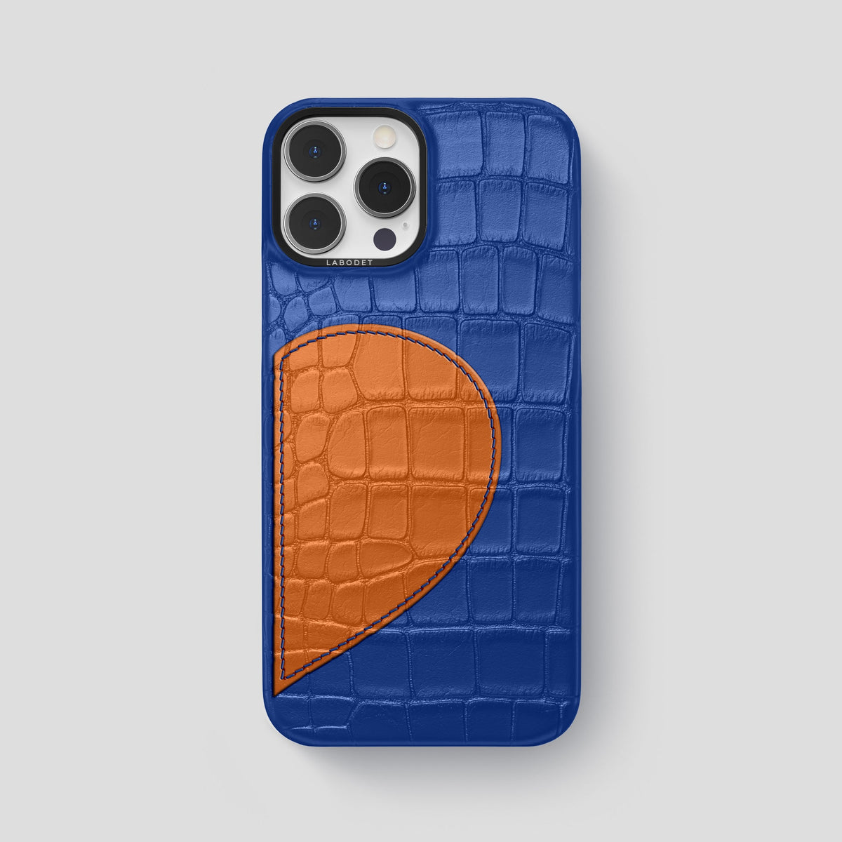 Royal Blue iPhone 15 Pro Max Hearts Case Alligator with Black Metal -1 | Royal-Blue-Black