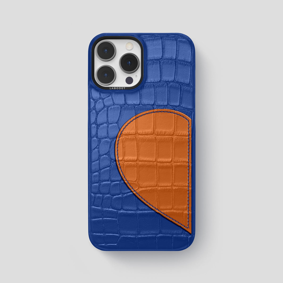 Royal Blue iPhone 15 Pro Max Hearts Case Alligator with Black Metal -1 | Royal-Blue-Black