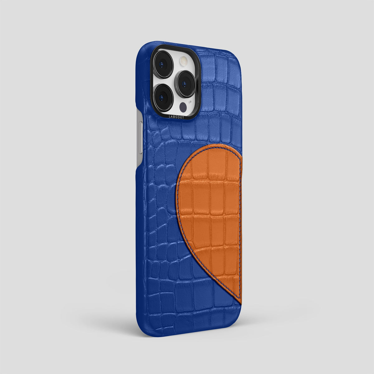 Royal Blue iPhone 15 Pro Max Hearts Case Alligator with Black Metal -2 | Royal-Blue-Black