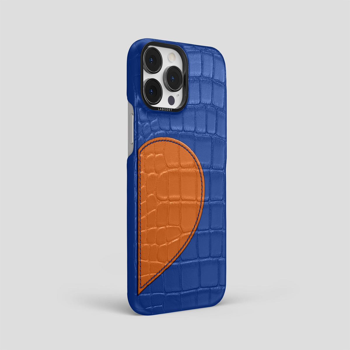 Royal Blue iPhone 15 Pro Max Hearts Case Alligator with Black Metal -2 | Royal-Blue-Black