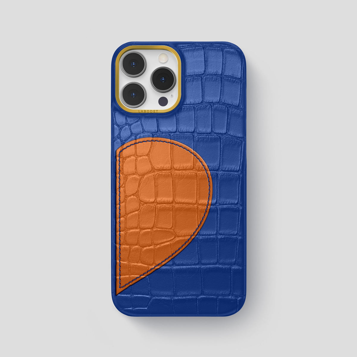 Royal Blue iPhone 15 Pro Max Hearts Case Alligator with Gold Metal -1 | Royal-Blue-Gold
