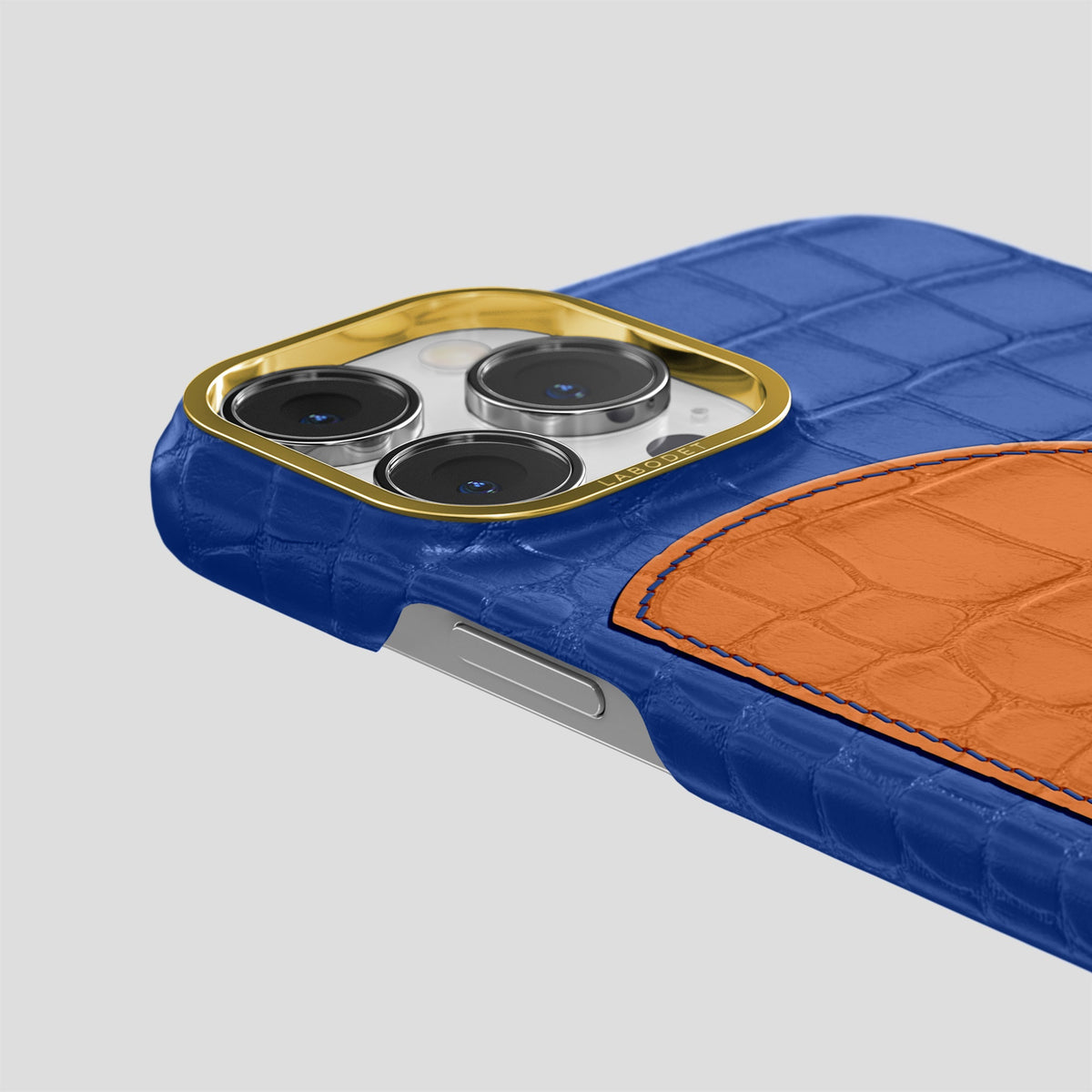 Royal Blue iPhone 15 Pro Max Hearts Case Alligator with Gold Metal -5 | Royal-Blue-Gold