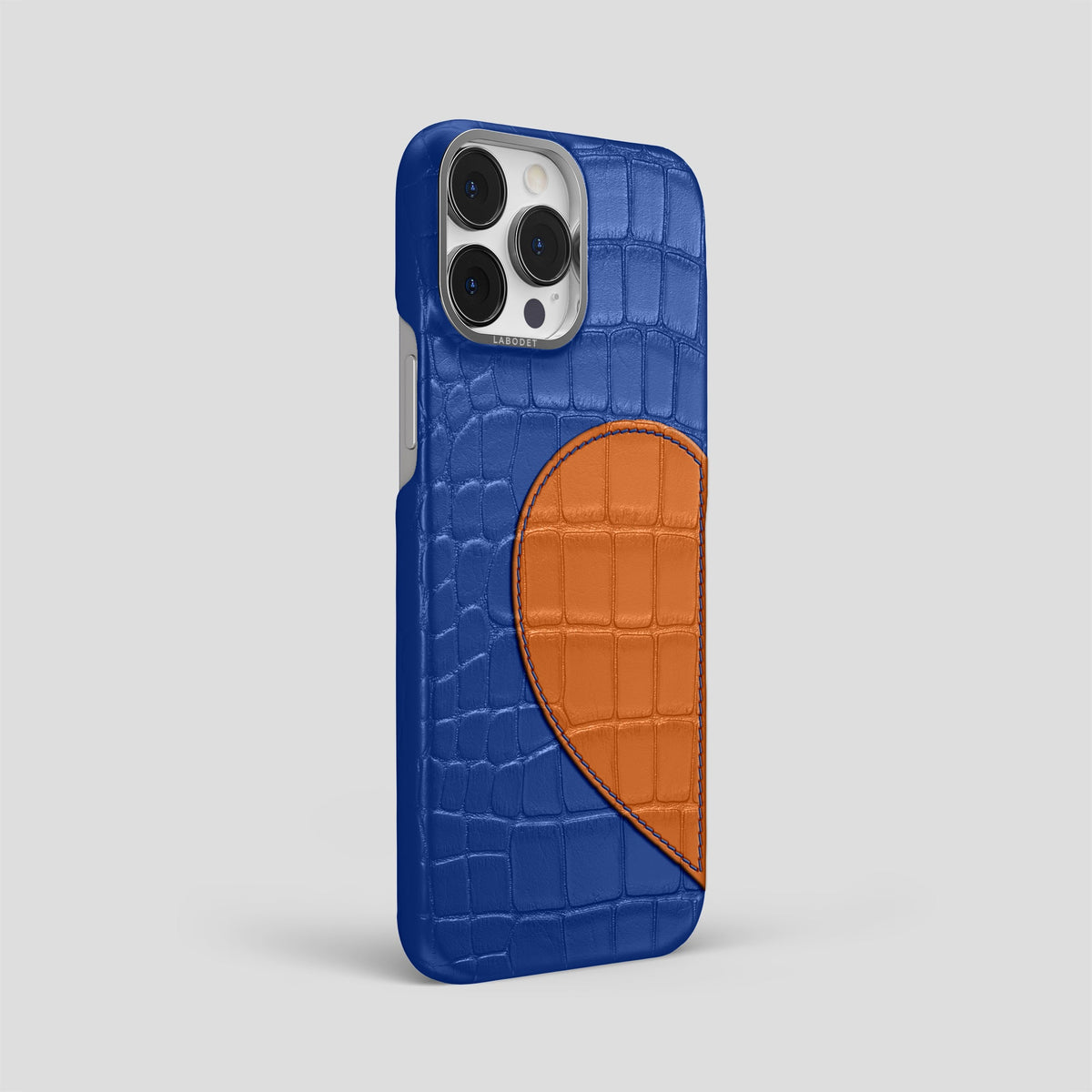 Royal Blue iPhone 15 Pro Max Hearts Case Alligator with Steel Metal -2 | Royal-Blue-Steel