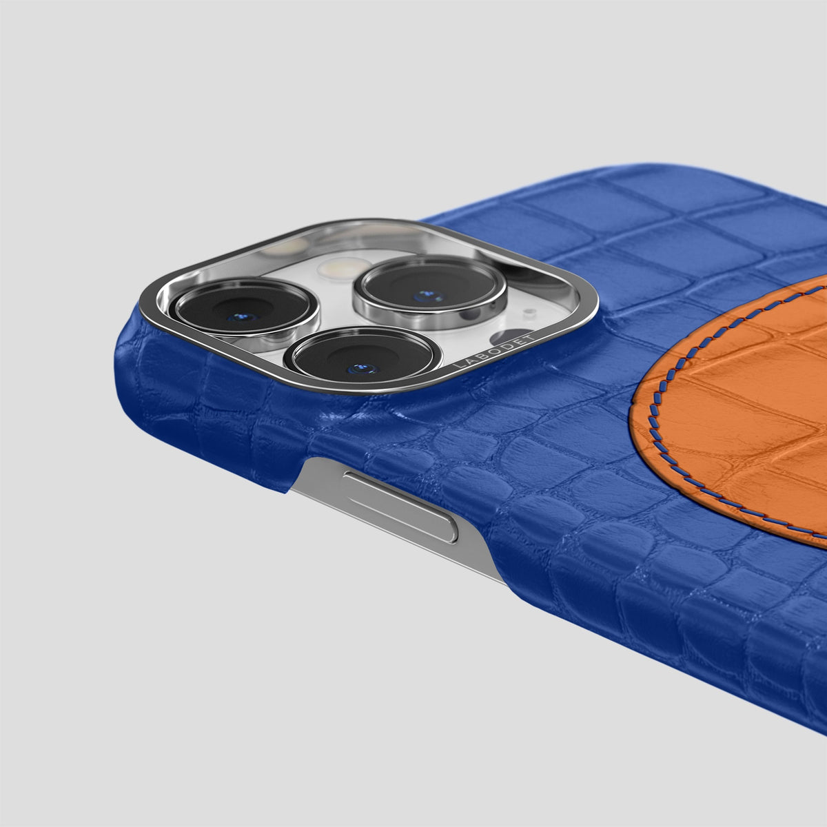 Royal Blue iPhone 15 Pro Max Hearts Case Alligator with Steel Metal -5 | Royal-Blue-Steel