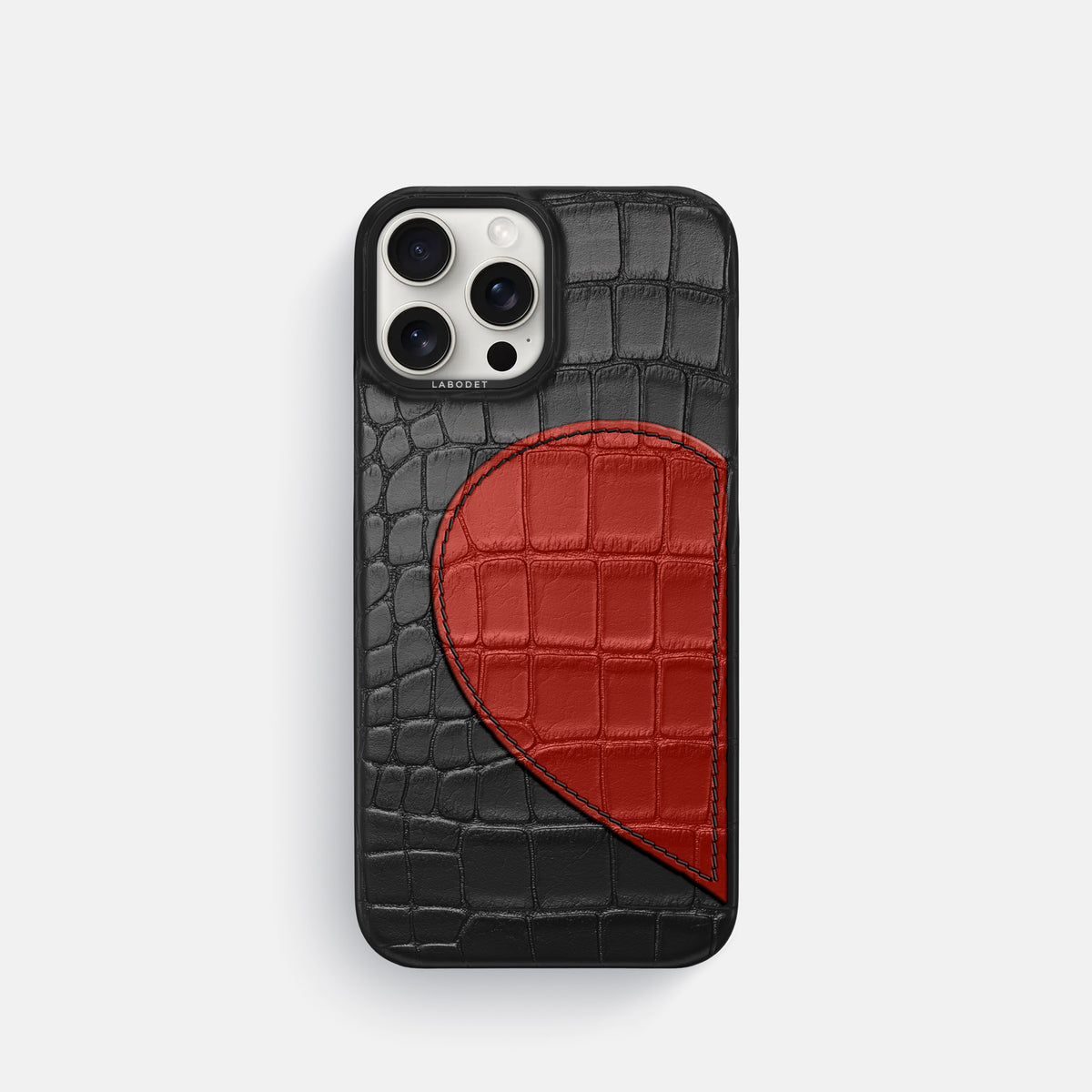 Black iPhone 16 Pro Classic Case Alligator with Black Metal -1 | Black-Black