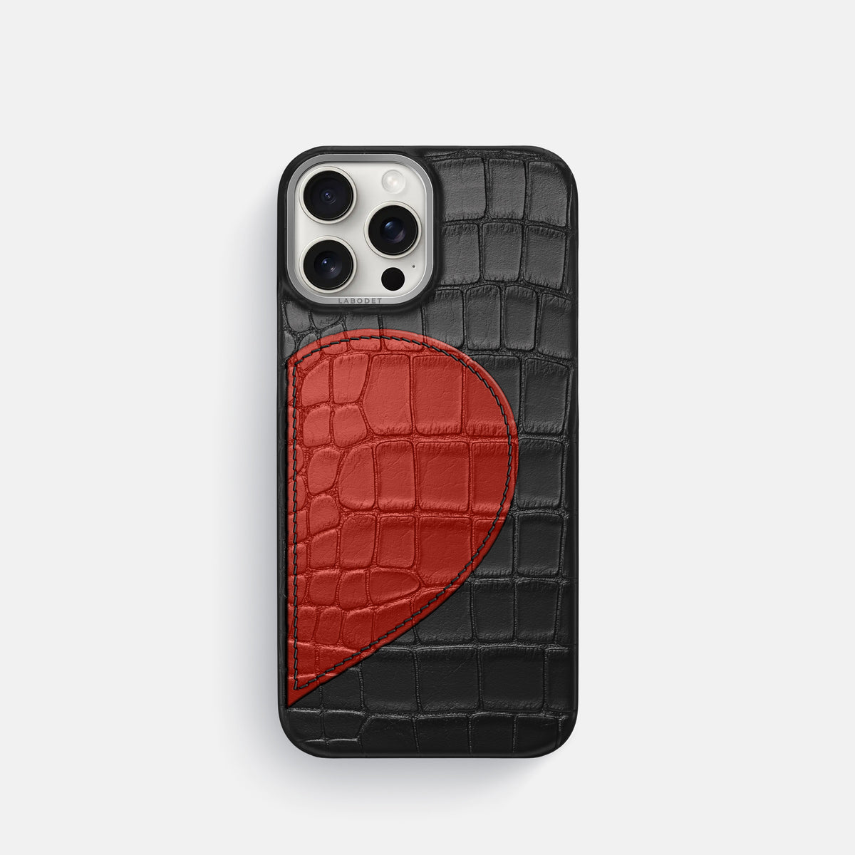 Black iPhone 16 Pro Classic Case Alligator with Steel Metal -1 | Black-Steel