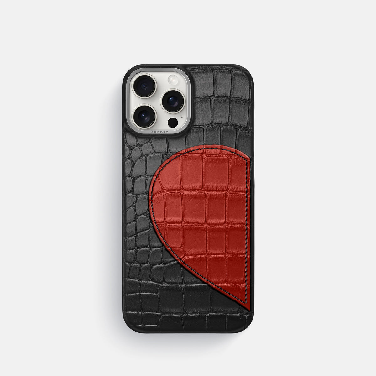 Black iPhone 16 Pro Classic Case Alligator with Steel Metal -1 | Black-Steel