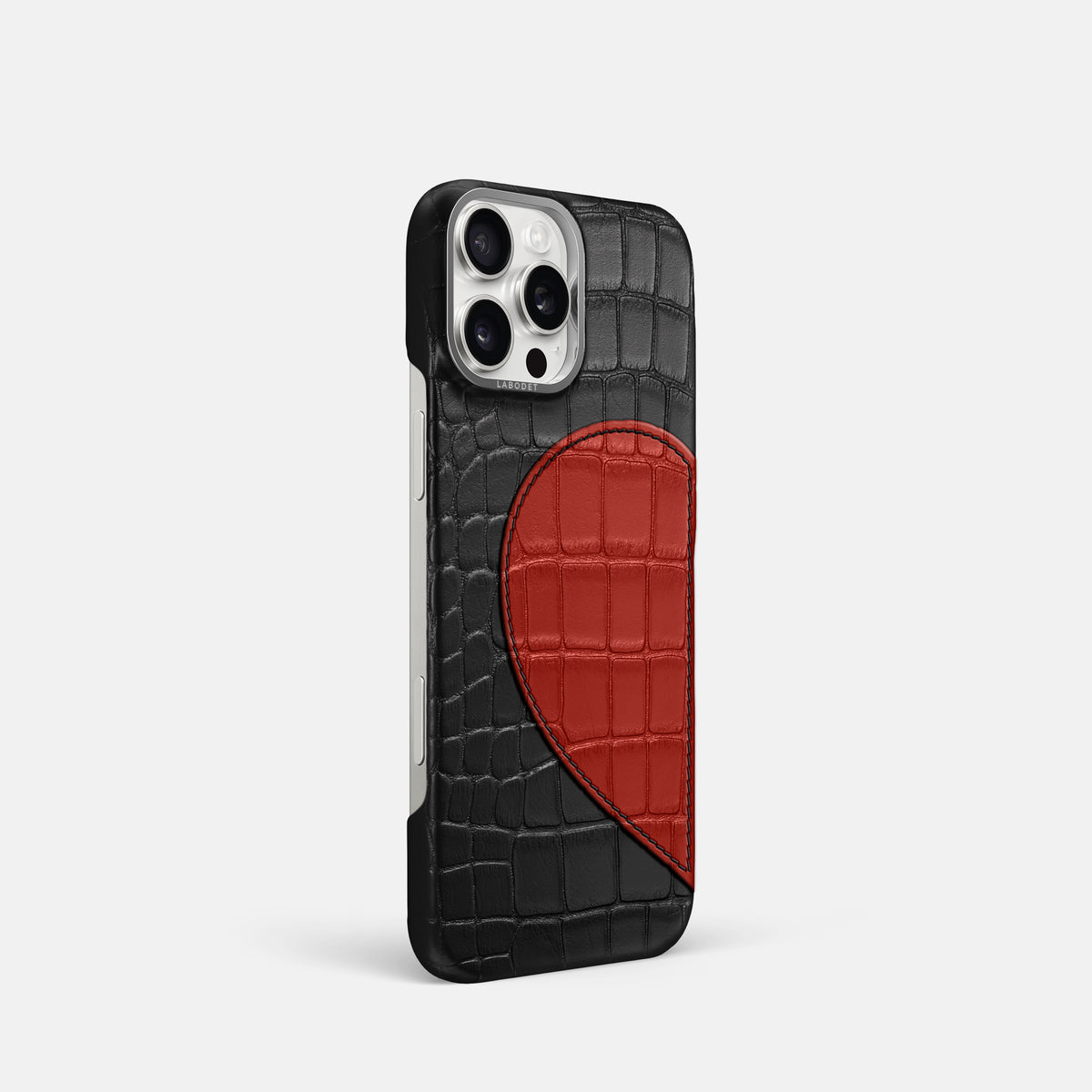 Black iPhone 16 Pro Classic Case Alligator with Steel Metal -2 | Black-Steel