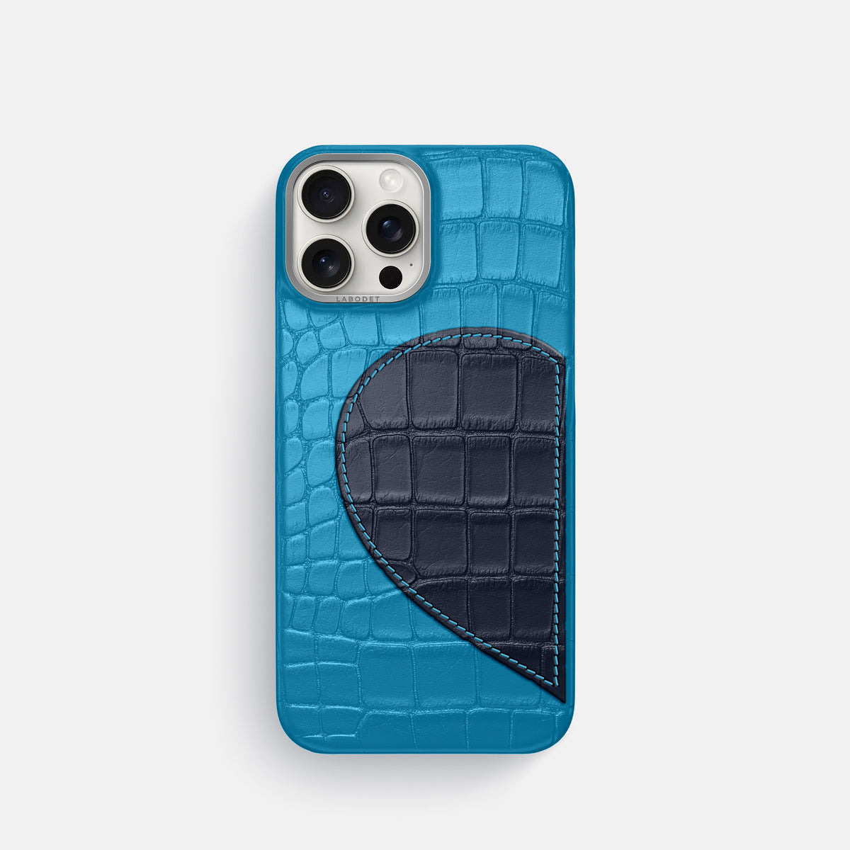 Curaçao-Blue iPhone 16 Pro Classic Case Alligator with Steel Metal -1 | Curaçao-Blue-Steel