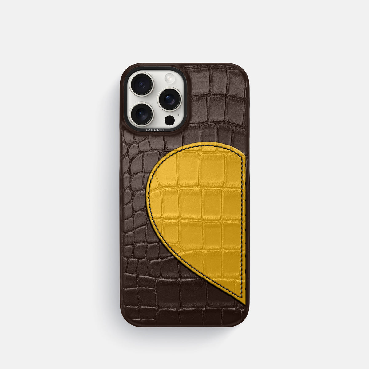 Dark-Brown iPhone 16 Pro Classic Case Alligator with Black Metal -1 | Dark-Brown-Black
